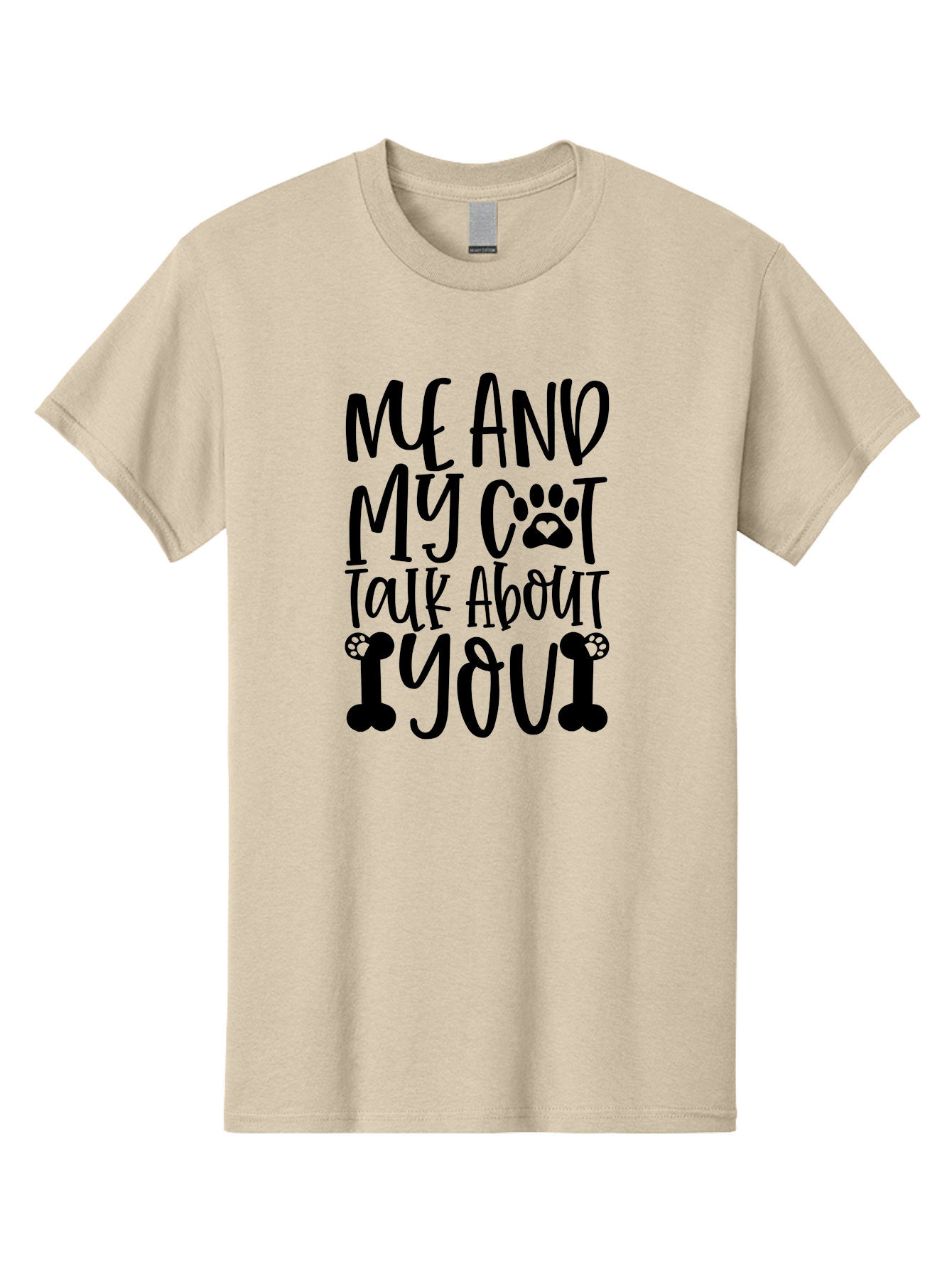 Me And My Cat Talk About You Men'S Graphic Tee, 100% Cotton, Comfortable Casual Summer Wear, Machine Washable, Funny Cat Quote, Cat Lovers, Humorous Saying, Cat Puns, Paw Print, Whimsical Design, Cat Mom, Cat Dad, Sassy Cat, Cat Quote Aae495 5