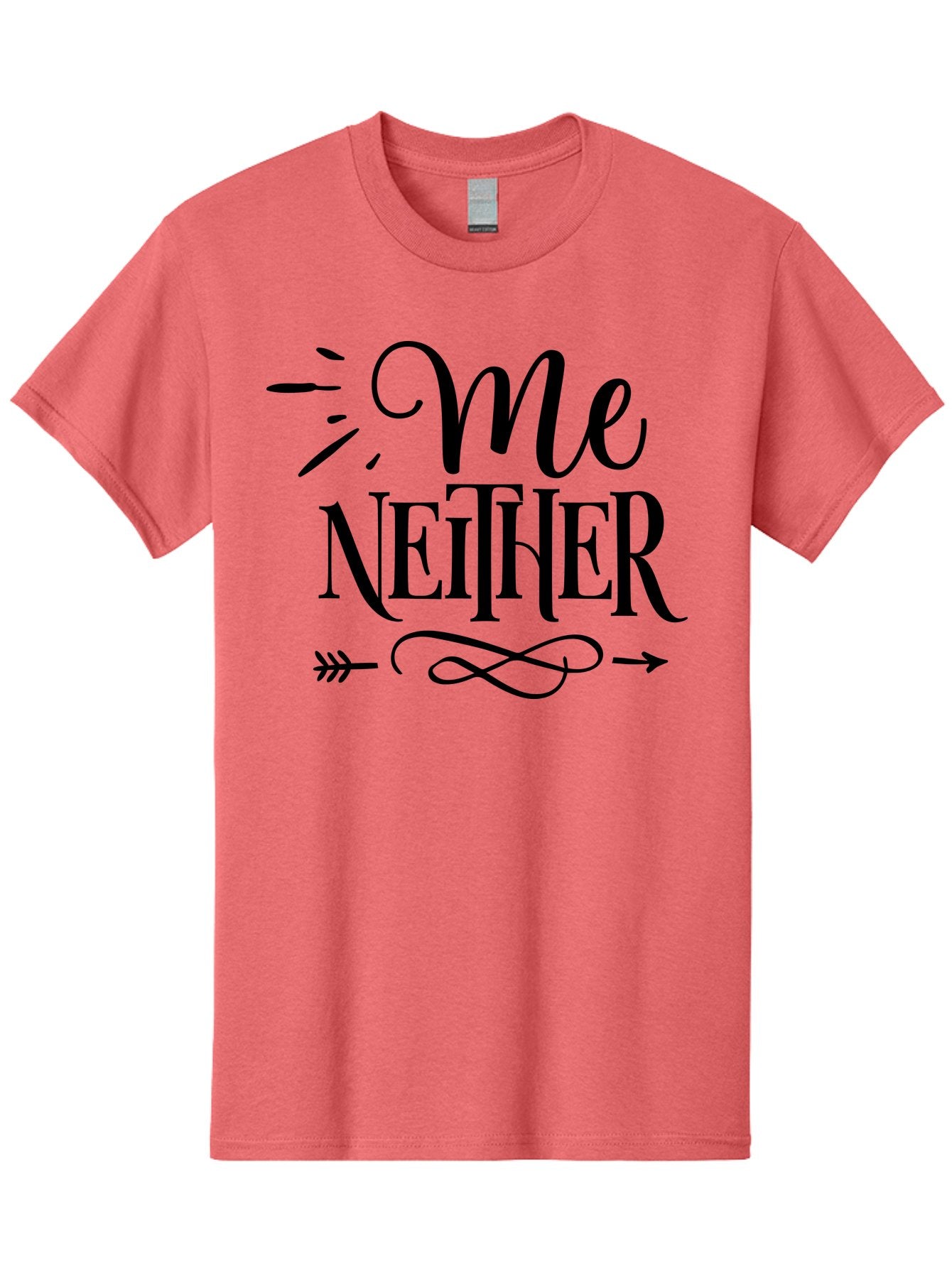 Me Neither Men'S Graphic Tee, 100% Cotton, Comfortable Casual Summer Wear, Machine Washable, Me Neither, Typography, Motivational Quote, Black Text, Arrow Design, Swirly Pattern, Elegant Font, Graphic Design Aae497 4
