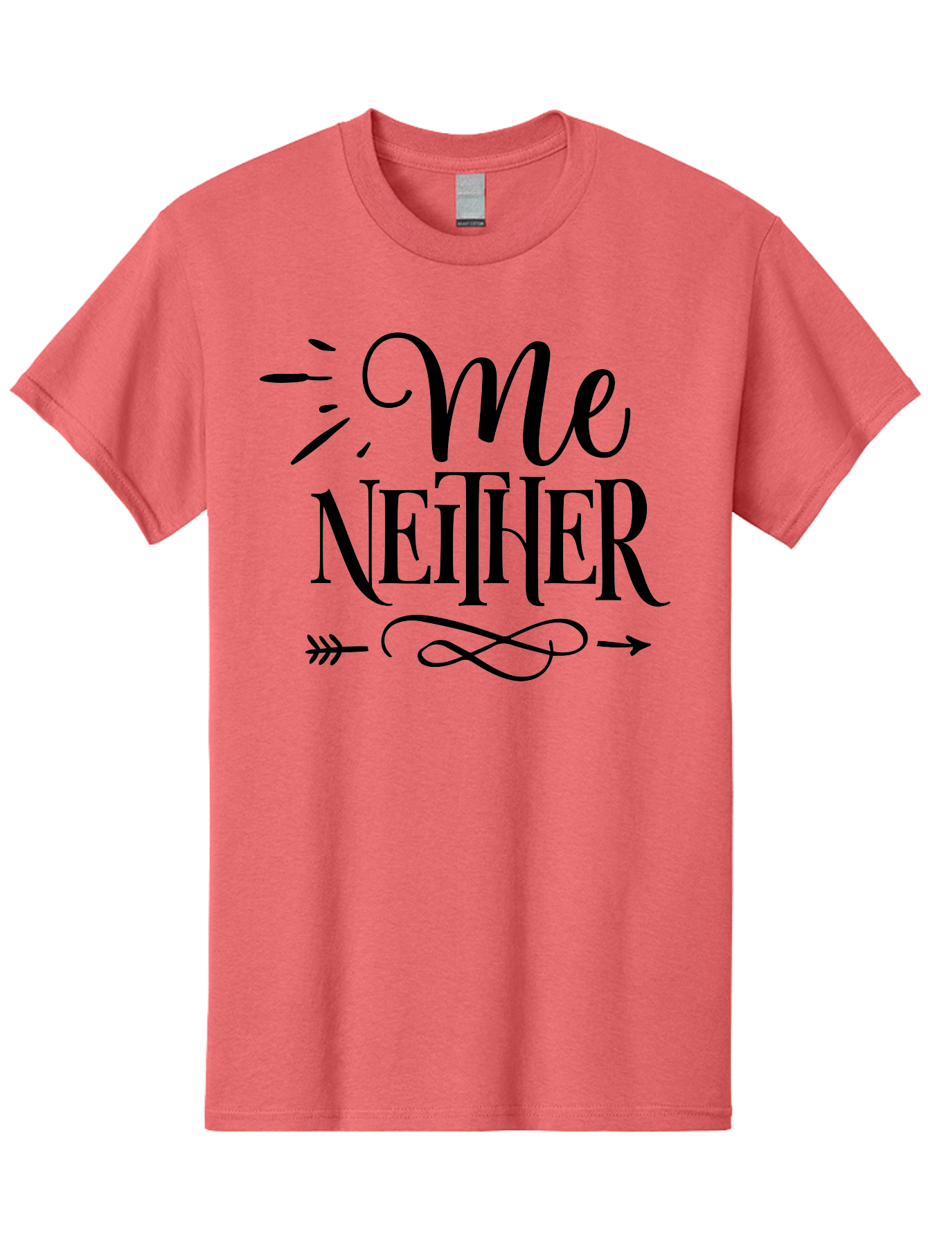 Me Neither Men'S Graphic Tee, 100% Cotton, Comfortable Casual Summer Wear, Machine Washable, Me Neither, Typography, Motivational Quote, Black Text, Arrow Design, Swirly Pattern, Elegant Font, Graphic Design Aae497 13