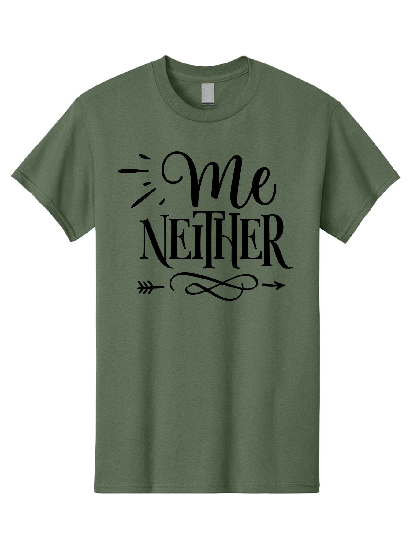 Me Neither Men'S Graphic Tee, 100% Cotton, Comfortable Casual Summer Wear, Machine Washable, Me Neither, Typography, Motivational Quote, Black Text, Arrow Design, Swirly Pattern, Elegant Font, Graphic Design Aae497 12