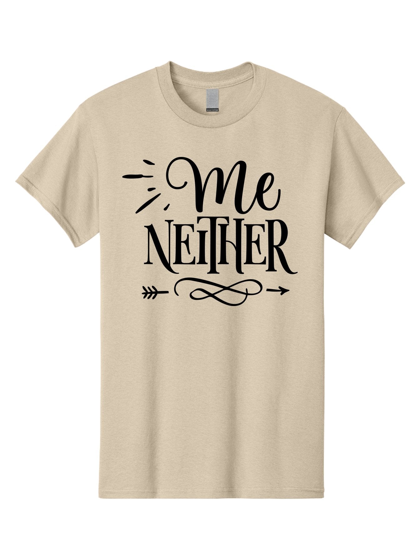 Me Neither Men'S Graphic Tee, 100% Cotton, Comfortable Casual Summer Wear, Machine Washable, Me Neither, Typography, Motivational Quote, Black Text, Arrow Design, Swirly Pattern, Elegant Font, Graphic Design Aae497 10