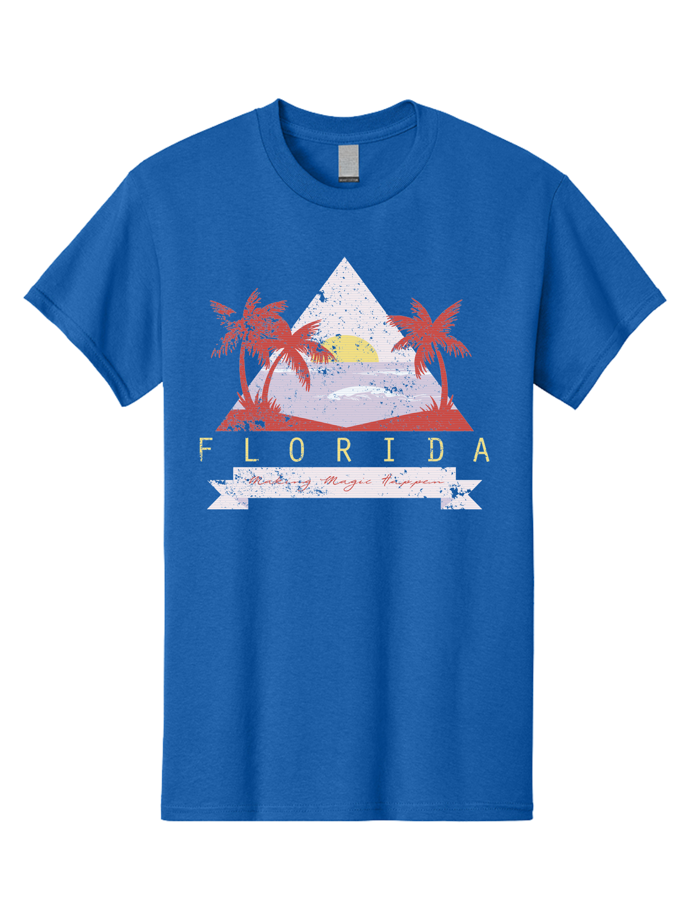 Miamibeach Men'S Graphic Tee, 100% Cotton, Comfortable Casual Summer Wear, Machine Washable, Florida Graphic, Retro Design, Tropical Paradise, Palm Trees, Sun Setting Over Ocean, Vintage Travel Poster, T-Shirt Design, Making Magic Happen Aae498 19