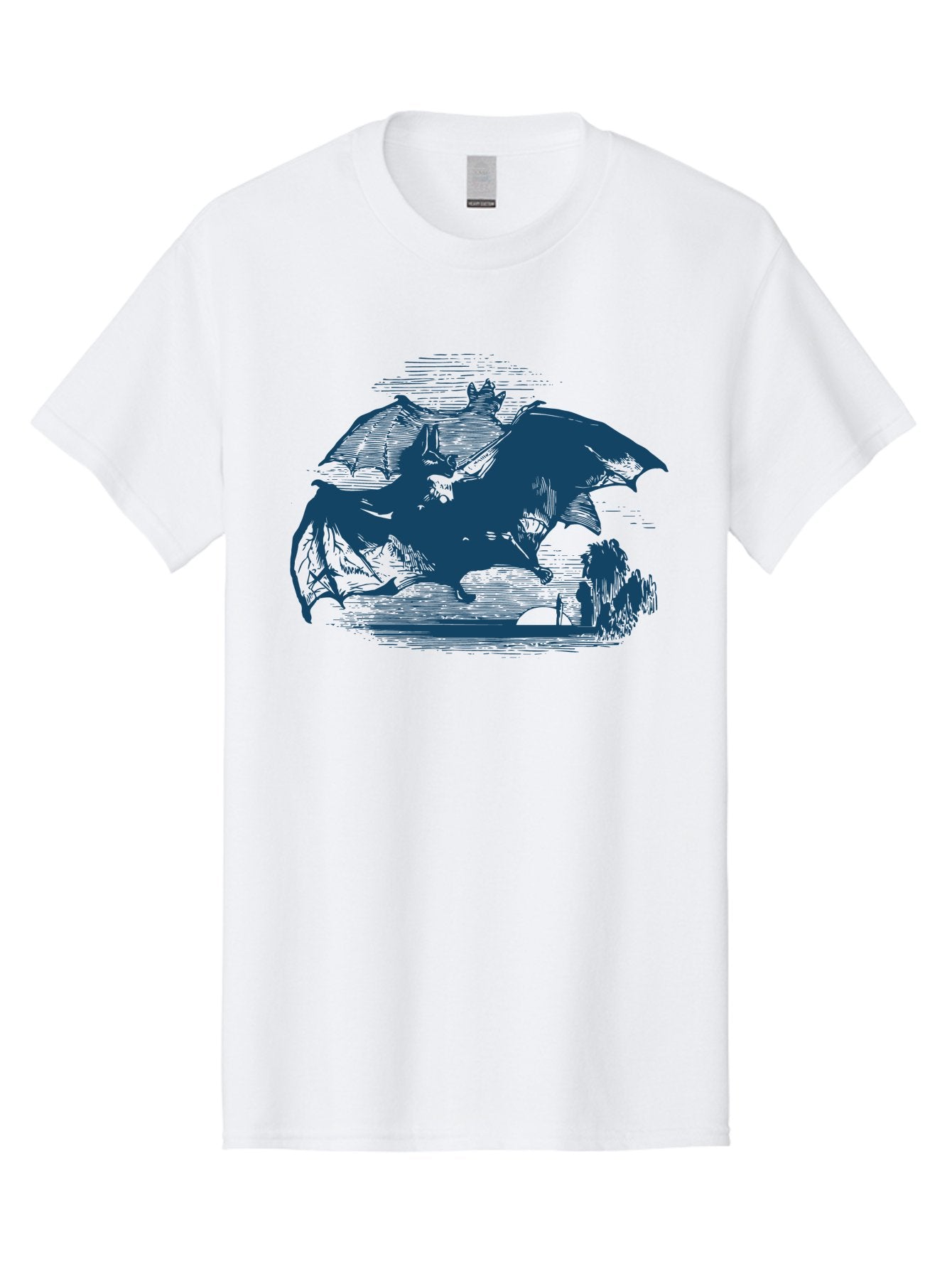 Midnight Bat Flight Men'S Graphic Tee, 100% Cotton, Comfortable Casual Summer Wear, Machine Washable, Vampire Bat Flying, Fantasy Creature, Night Creature, Horror Theme, Gothic Style, Dark Art, Mythical Being, Supernatural Creature, Aae501 10