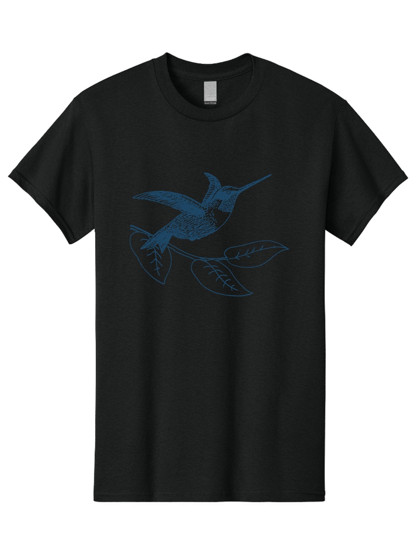 Midnight Colibri Men'S Graphic Tee, 100% Cotton, Comfortable Casual Summer Wear, Machine Washable, Hummingbird In Flight, Bird On Branch, Nature Illustration, Wildlife Art, Avian Design, Intricate Details, Simple Lines Aae502 12