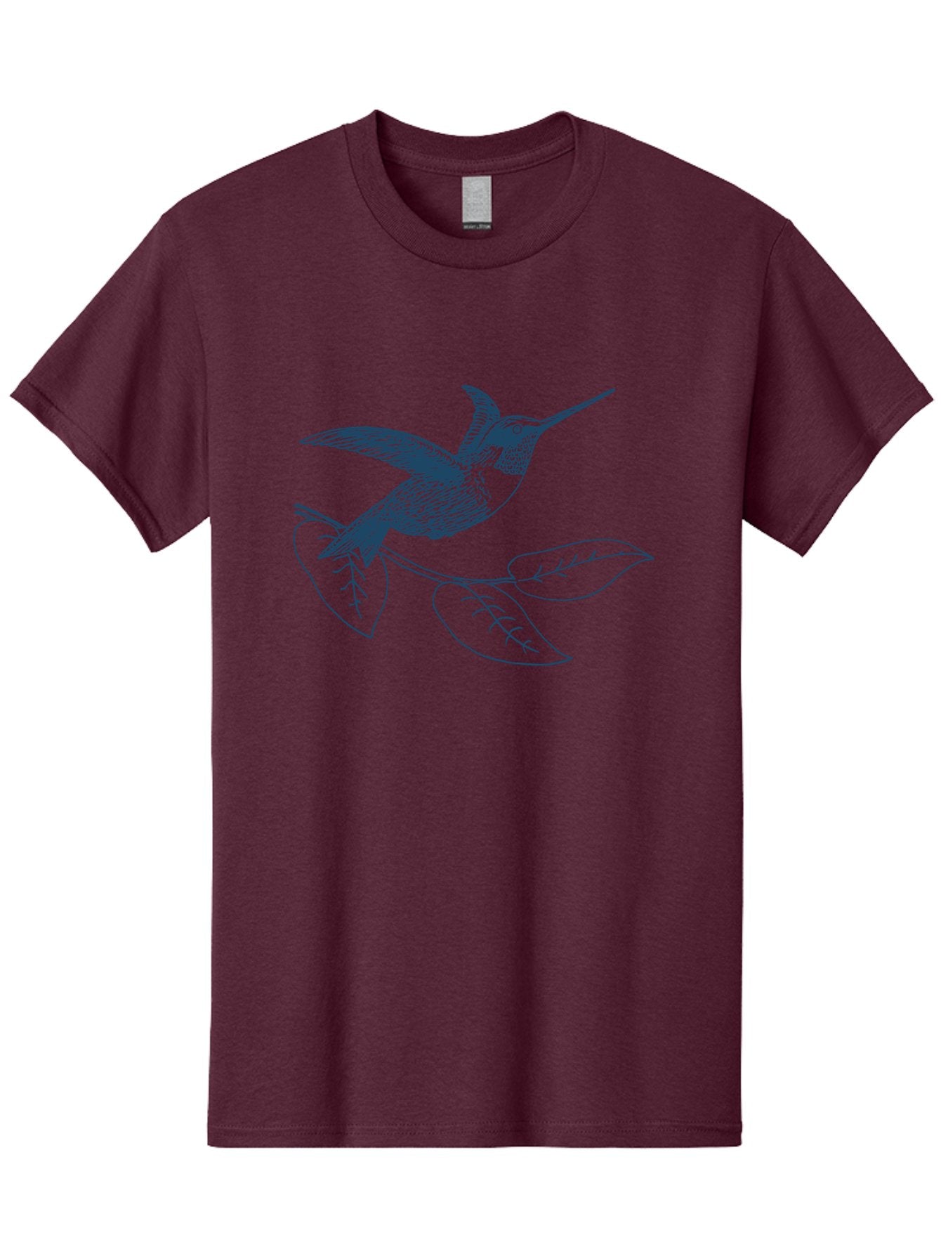 Midnight Colibri Men'S Graphic Tee, 100% Cotton, Comfortable Casual Summer Wear, Machine Washable, Hummingbird In Flight, Bird On Branch, Nature Illustration, Wildlife Art, Avian Design, Intricate Details, Simple Lines Aae502 15