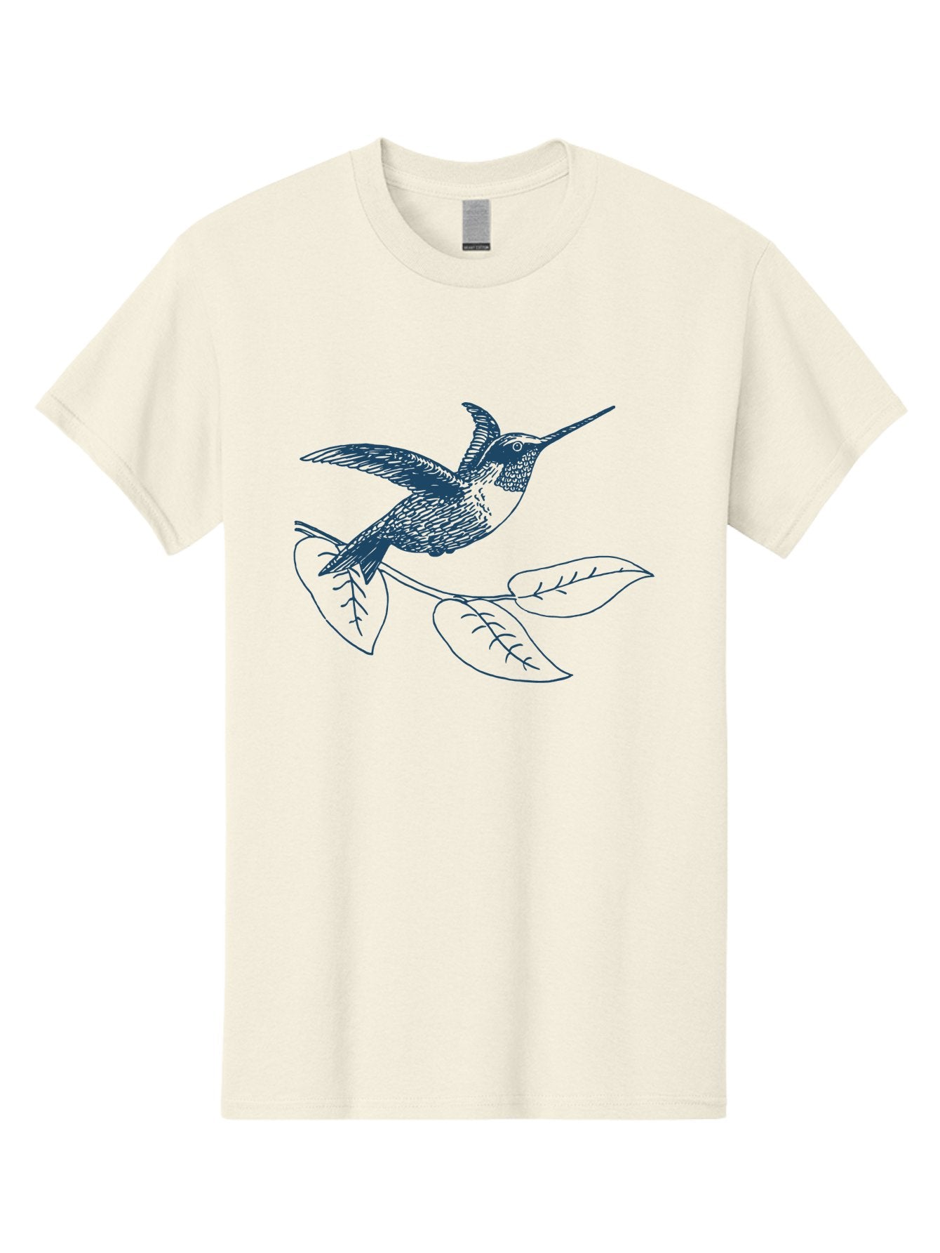 Midnight Colibri Men'S Graphic Tee, 100% Cotton, Comfortable Casual Summer Wear, Machine Washable, Hummingbird In Flight, Bird On Branch, Nature Illustration, Wildlife Art, Avian Design, Intricate Details, Simple Lines Aae502 8