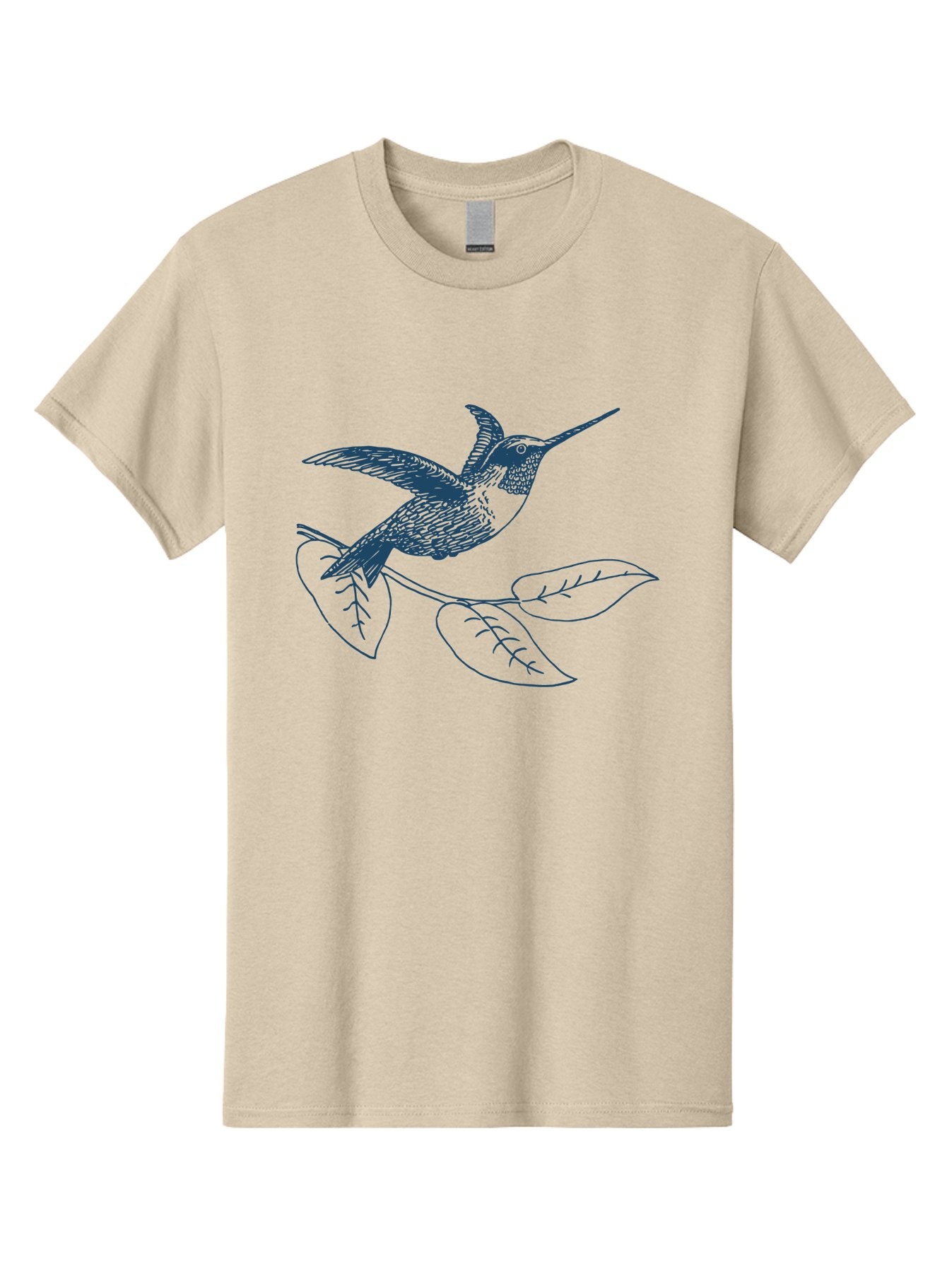 Midnight Colibri Men'S Graphic Tee, 100% Cotton, Comfortable Casual Summer Wear, Machine Washable, Hummingbird In Flight, Bird On Branch, Nature Illustration, Wildlife Art, Avian Design, Intricate Details, Simple Lines Aae502 14