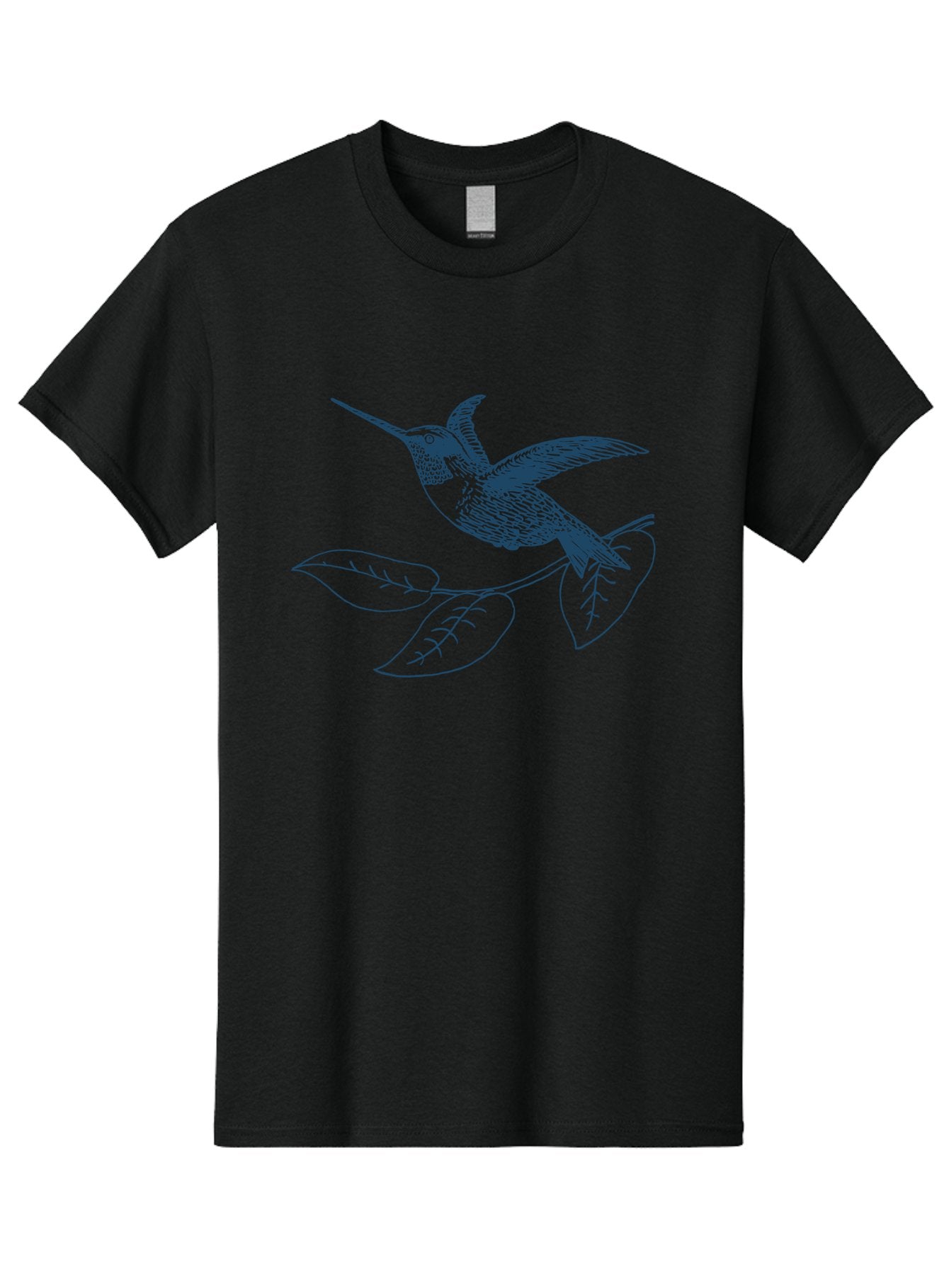 Midnight Colibri 2 Men'S Graphic Tee, 100% Cotton, Comfortable Casual Summer Wear, Machine Washable, Hummingbird Perched On Branch, Line Art, Minimalist Design, Simple Shapes, Bird In Flight, Leaves, Natural Elements, Illustration Art, Aae503 12