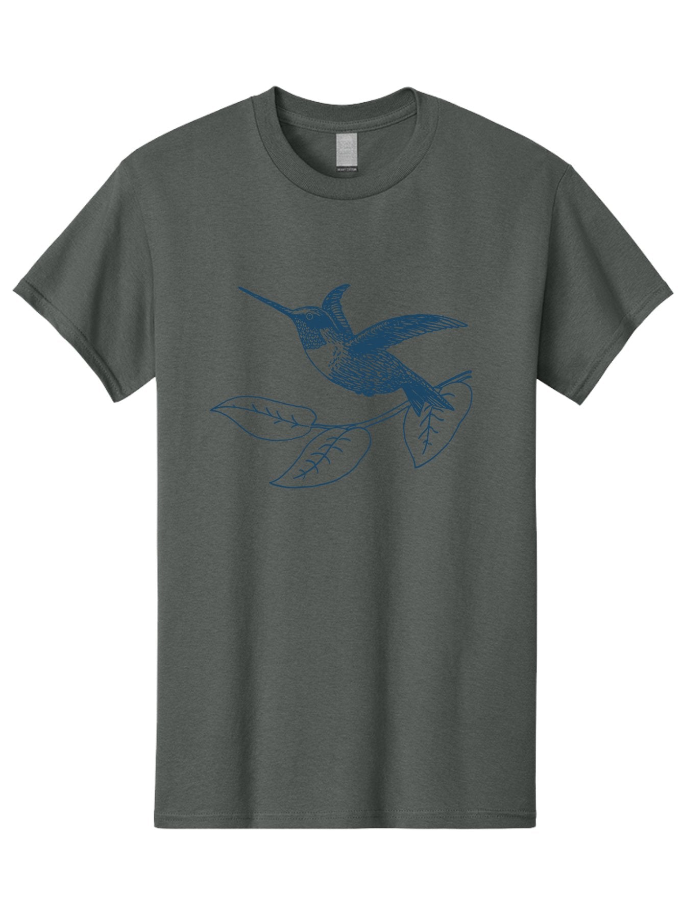 Midnight Colibri 2 Men'S Graphic Tee, 100% Cotton, Comfortable Casual Summer Wear, Machine Washable, Hummingbird Perched On Branch, Line Art, Minimalist Design, Simple Shapes, Bird In Flight, Leaves, Natural Elements, Illustration Art, Aae503 5