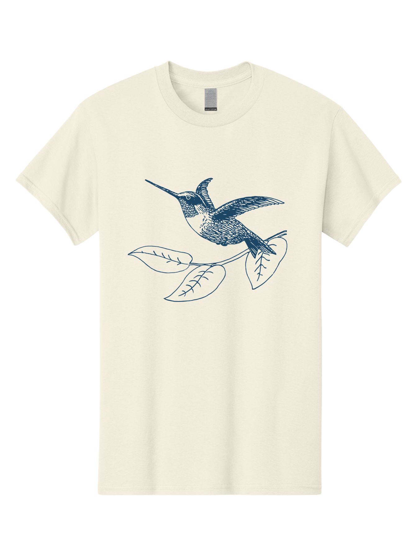 Midnight Colibri 2 Men'S Graphic Tee, 100% Cotton, Comfortable Casual Summer Wear, Machine Washable, Hummingbird Perched On Branch, Line Art, Minimalist Design, Simple Shapes, Bird In Flight, Leaves, Natural Elements, Illustration Art, Aae503 5