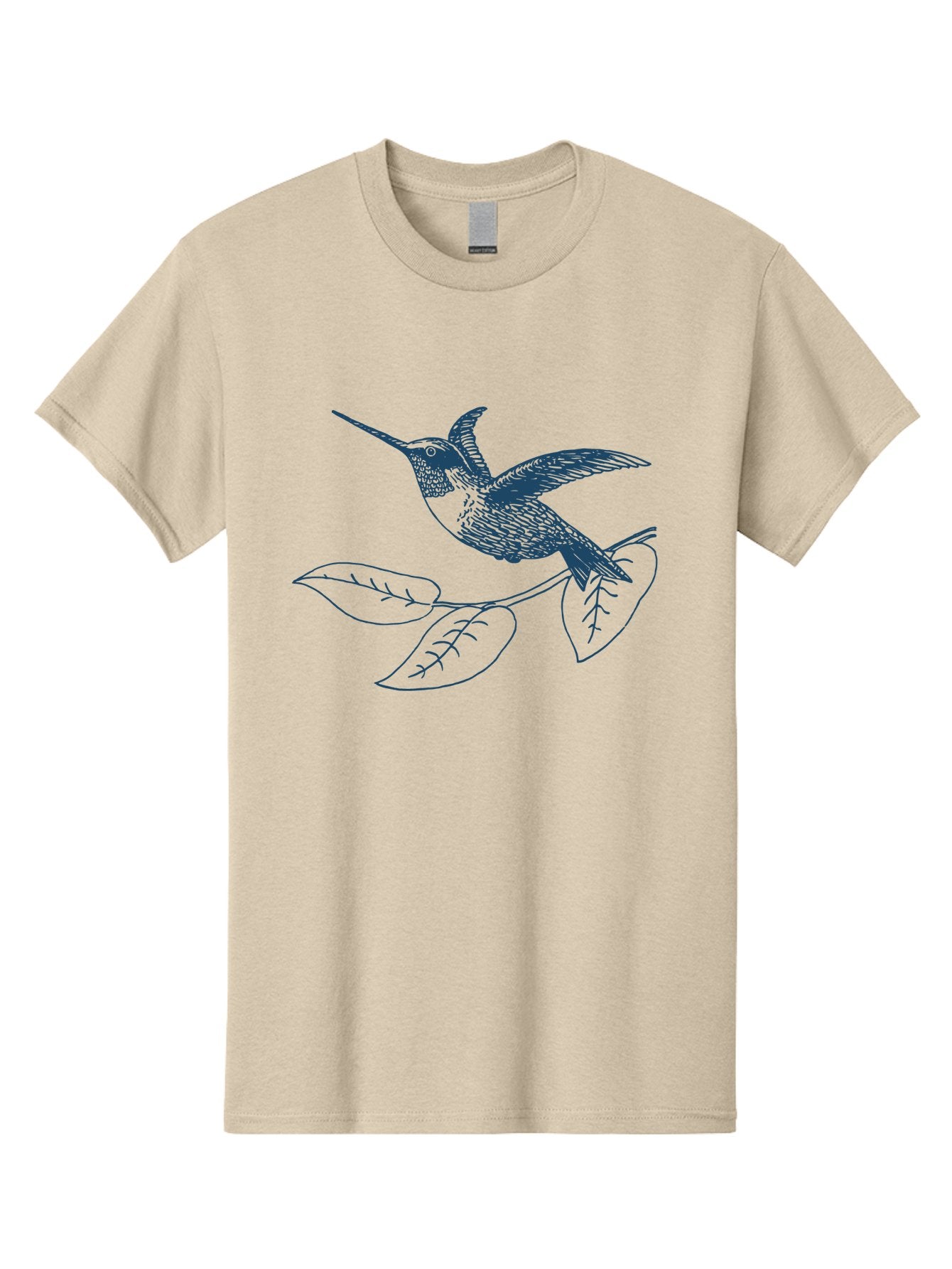 Midnight Colibri 2 Men'S Graphic Tee, 100% Cotton, Comfortable Casual Summer Wear, Machine Washable, Hummingbird Perched On Branch, Line Art, Minimalist Design, Simple Shapes, Bird In Flight, Leaves, Natural Elements, Illustration Art, Aae503 14
