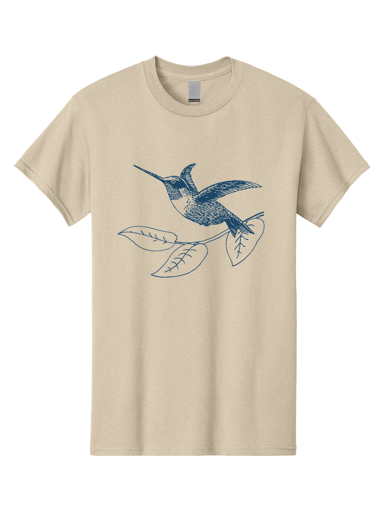Midnight Colibri 2 Men'S Graphic Tee, 100% Cotton, Comfortable Casual Summer Wear, Machine Washable, Hummingbird Perched On Branch, Line Art, Minimalist Design, Simple Shapes, Bird In Flight, Leaves, Natural Elements, Illustration Art, Aae503 21