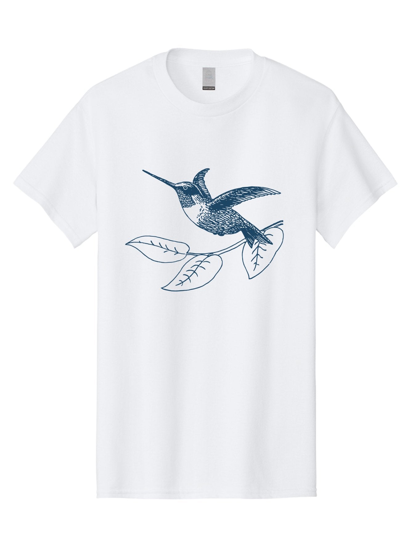 Midnight Colibri 2 Men'S Graphic Tee, 100% Cotton, Comfortable Casual Summer Wear, Machine Washable, Hummingbird Perched On Branch, Line Art, Minimalist Design, Simple Shapes, Bird In Flight, Leaves, Natural Elements, Illustration Art, Aae503 11