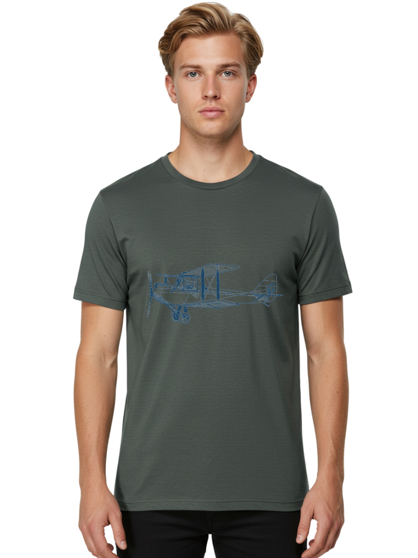 Midnight Flight Plane Men'S Graphic Tee, 100% Cotton, Comfortable Casual Summer Wear, Machine Washable, Vintage Biplane, Classic Aircraft Design, Historical Aviation, Retro Flying Machine, G Tail Identifier, Propeller Driven Plane, Aae504 29