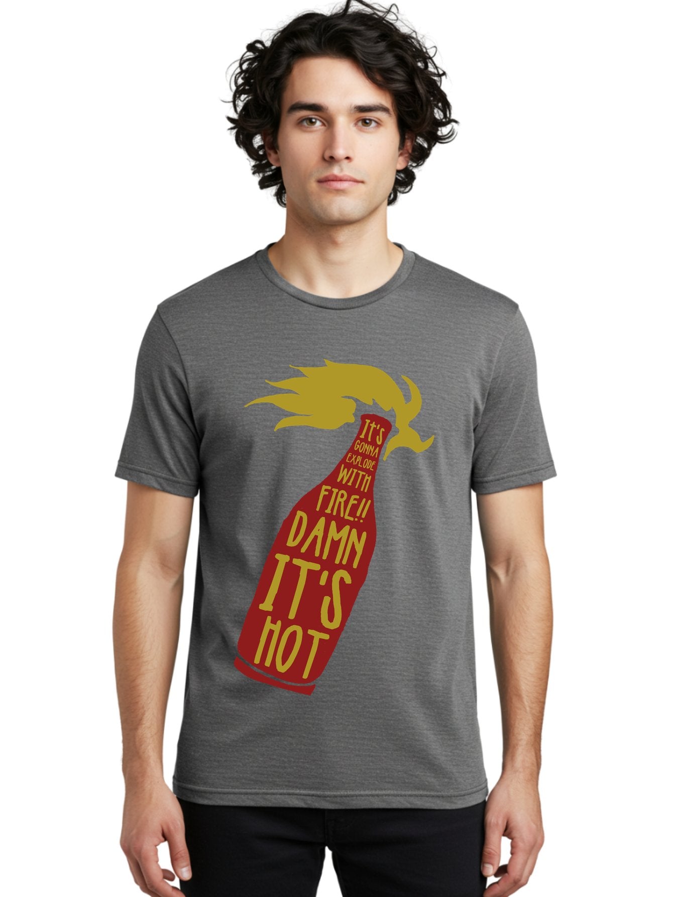 Molotov Explode Men'S Graphic Tee, 100% Cotton, Comfortable Casual Summer Wear, Machine Washable, Hot Sauce, Spicy Food, Condiment Bottle, Fire, Explosion, Bold Typography, Fiery Flavor, Culinary Art Aae506 30