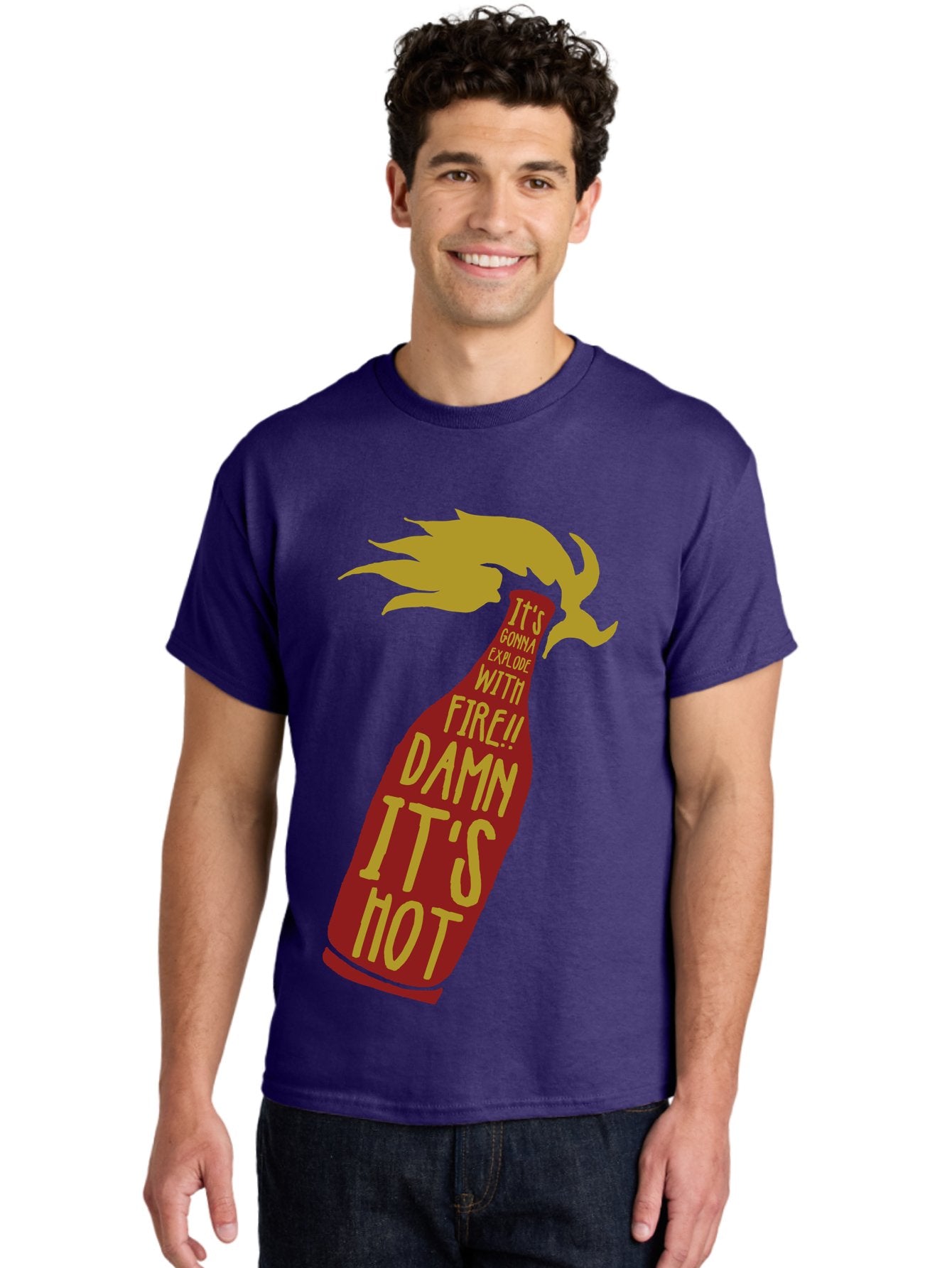 Molotov Explode Men'S Graphic Tee, 100% Cotton, Comfortable Casual Summer Wear, Machine Washable, Hot Sauce, Spicy Food, Condiment Bottle, Fire, Explosion, Bold Typography, Fiery Flavor, Culinary Art Aae506 27