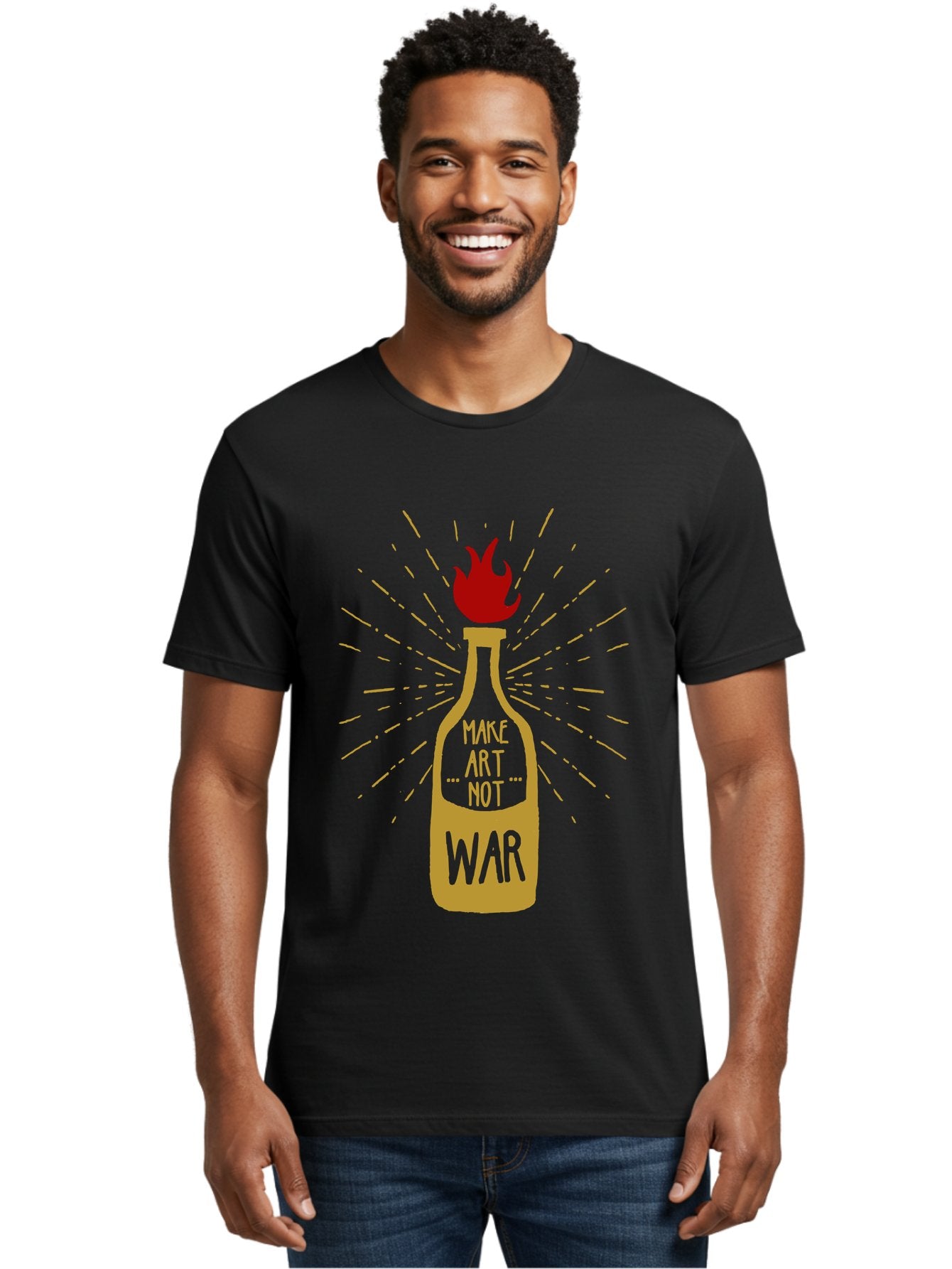 Molotov Solution Men'S Graphic Tee, 100% Cotton, Comfortable Casual Summer Wear, Machine Washable, Molotov Cocktail, Protest Art, Anti-War Message, Fiery Passion, Creative Activism, Peace Movement, Social Commentary, Fiery Protest Aae507 16