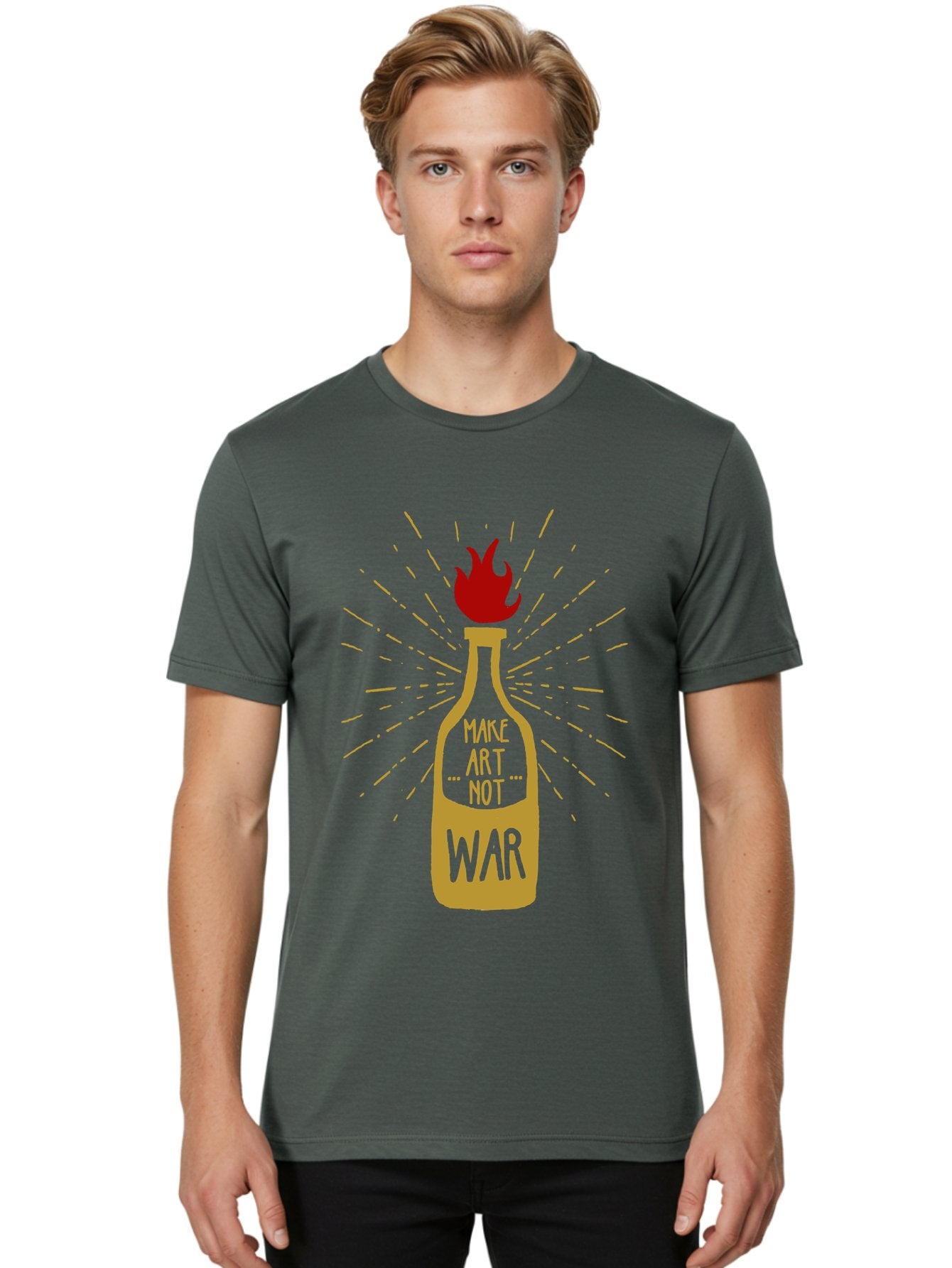 Molotov Solution Men'S Graphic Tee, 100% Cotton, Comfortable Casual Summer Wear, Machine Washable, Molotov Cocktail, Protest Art, Anti-War Message, Fiery Passion, Creative Activism, Peace Movement, Social Commentary, Fiery Protest Aae507 26