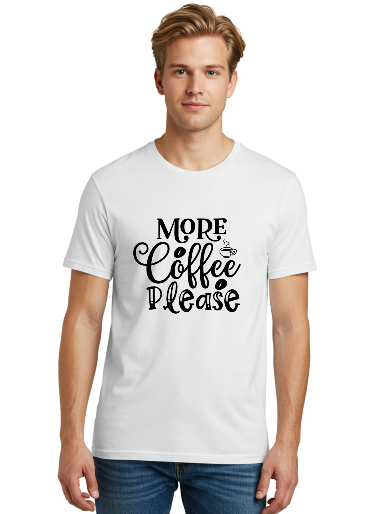 More Coffee Please Men'S Graphic Tee, 100% Cotton, Comfortable Casual Summer Wear, Machine Washable, Coffee Lover, Coffee Break, Coffee Time, Caffeine Fix, Morning Motivation, Coffee Quote, Cup Of Coffee, Coffee Art Aae509 6