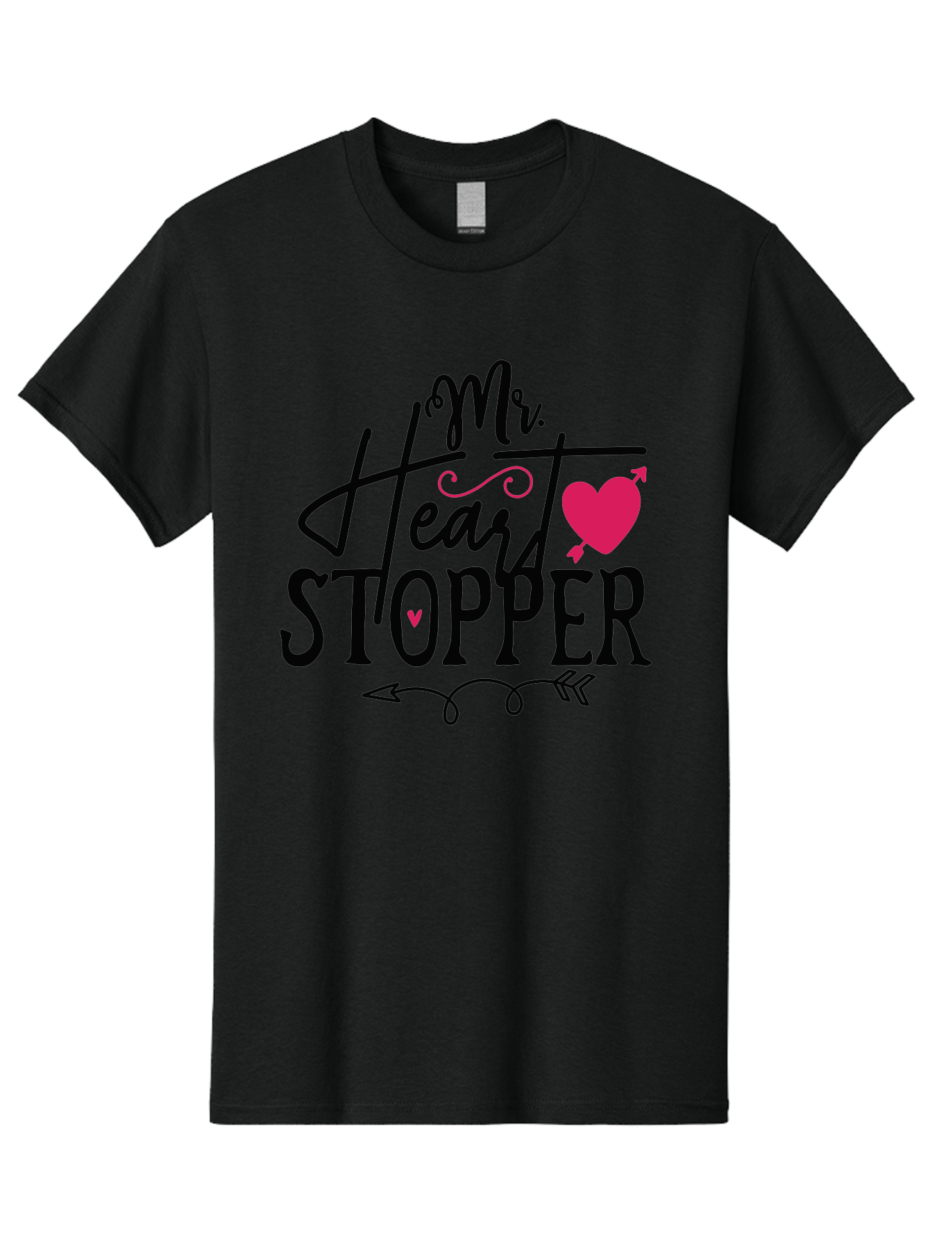 Mr. Heart Stopper Men'S Graphic Tee, 100% Cotton, Comfortable Casual Summer Wear, Machine Washable, Heartstopper, Love Quote, Heartwarming Phrase, Cute Design, Mr. Heartstopper, Arrow Symbol, Pink Heart, Romantic Gesture Aae514 9