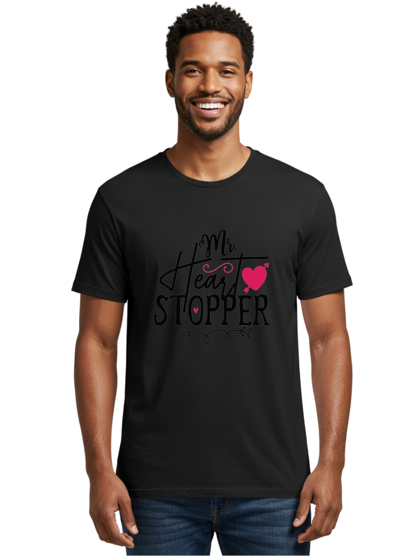 Mr. Heart Stopper Men'S Graphic Tee, 100% Cotton, Comfortable Casual Summer Wear, Machine Washable, Heartstopper, Love Quote, Heartwarming Phrase, Cute Design, Mr. Heartstopper, Arrow Symbol, Pink Heart, Romantic Gesture Aae514 10