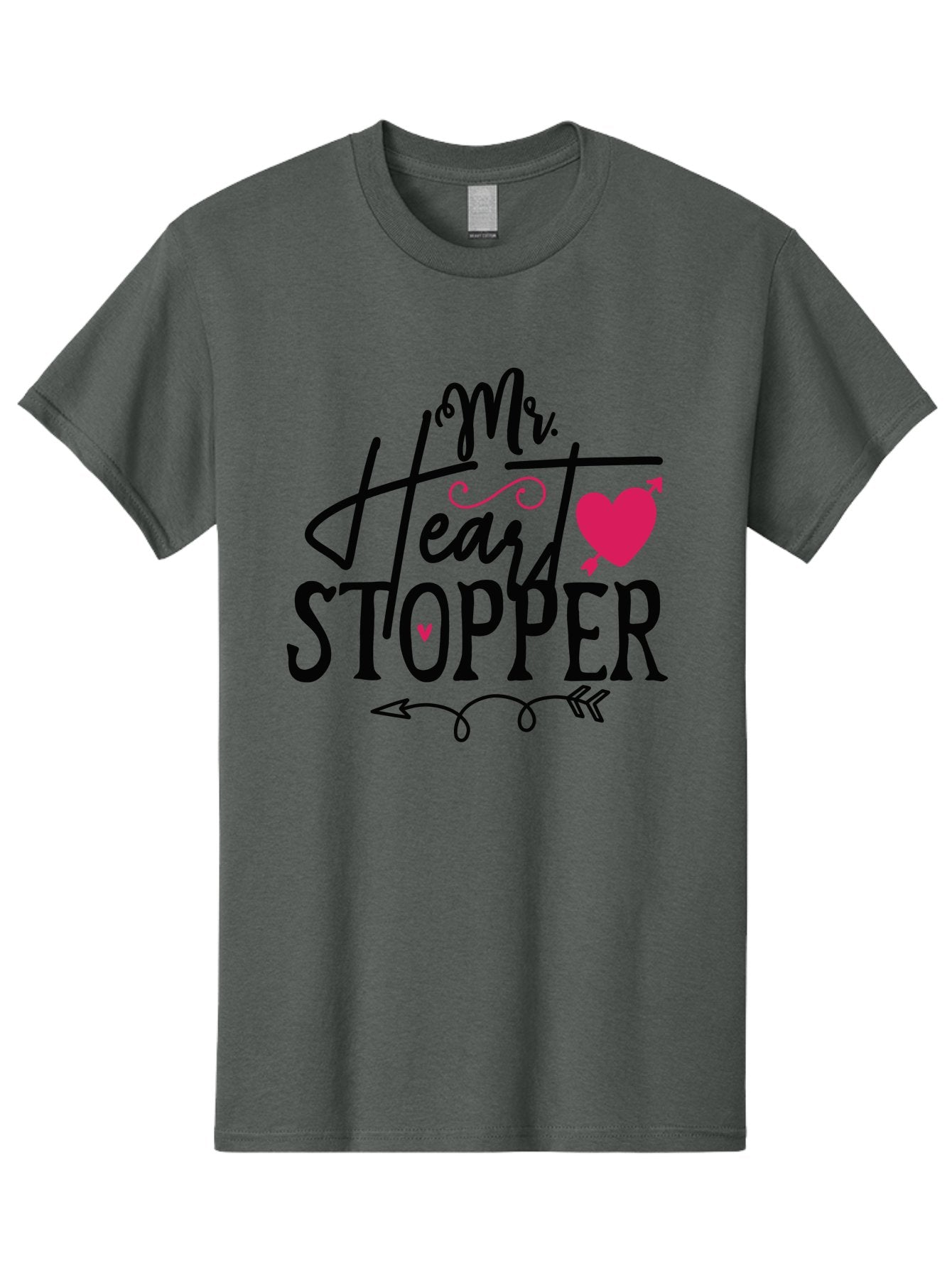 Mr. Heart Stopper Men'S Graphic Tee, 100% Cotton, Comfortable Casual Summer Wear, Machine Washable, Heartstopper, Love Quote, Heartwarming Phrase, Cute Design, Mr. Heartstopper, Arrow Symbol, Pink Heart, Romantic Gesture Aae514 3