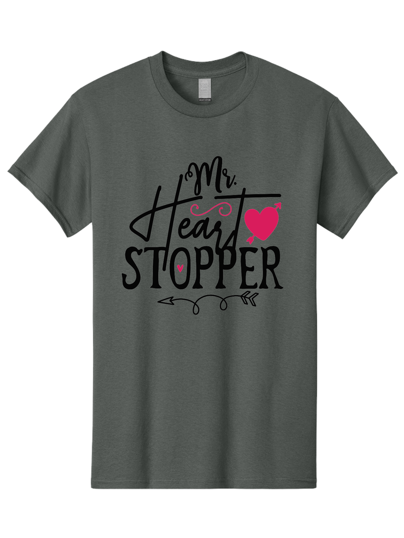 Mr. Heart Stopper Men'S Graphic Tee, 100% Cotton, Comfortable Casual Summer Wear, Machine Washable, Heartstopper, Love Quote, Heartwarming Phrase, Cute Design, Mr. Heartstopper, Arrow Symbol, Pink Heart, Romantic Gesture Aae514 27
