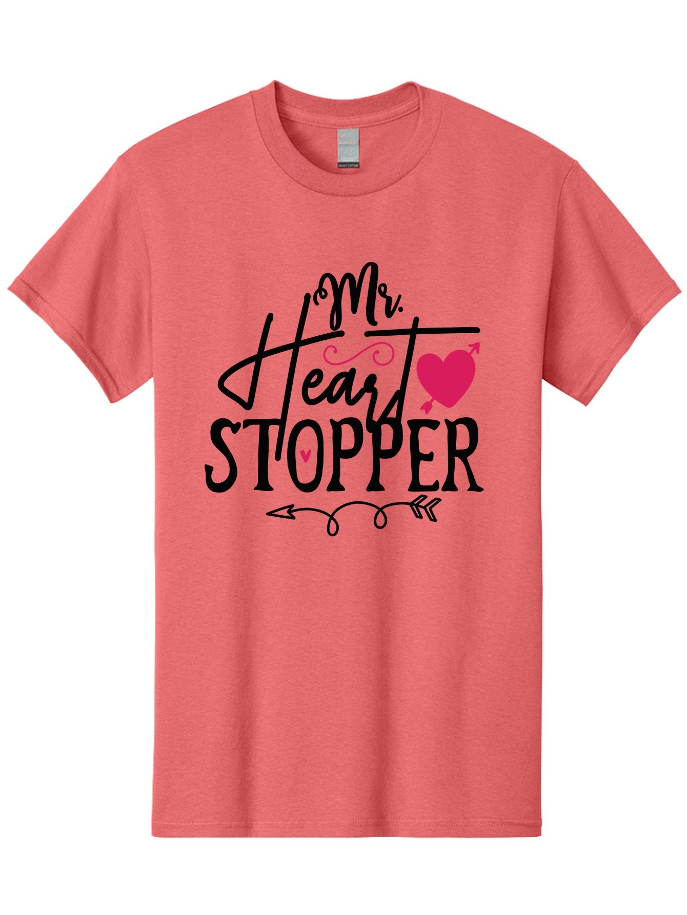 Mr. Heart Stopper Men'S Graphic Tee, 100% Cotton, Comfortable Casual Summer Wear, Machine Washable, Heartstopper, Love Quote, Heartwarming Phrase, Cute Design, Mr. Heartstopper, Arrow Symbol, Pink Heart, Romantic Gesture Aae514 14