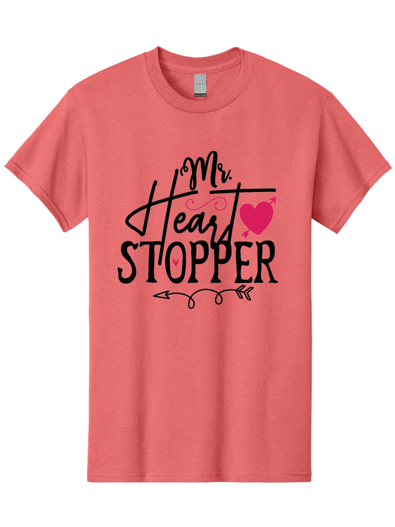 Mr. Heart Stopper Men'S Graphic Tee, 100% Cotton, Comfortable Casual Summer Wear, Machine Washable, Heartstopper, Love Quote, Heartwarming Phrase, Cute Design, Mr. Heartstopper, Arrow Symbol, Pink Heart, Romantic Gesture Aae514 25