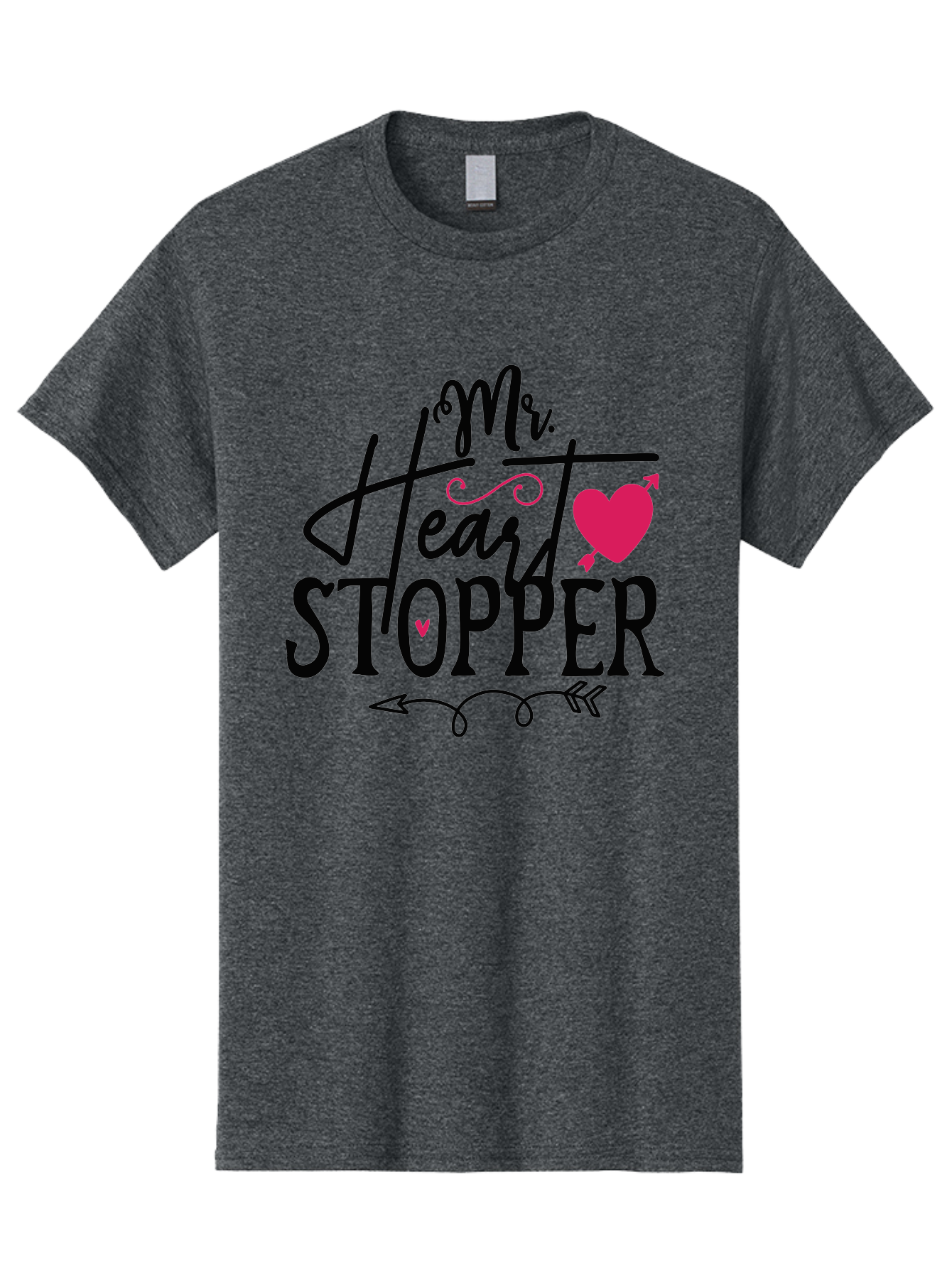 Mr. Heart Stopper Men'S Graphic Tee, 100% Cotton, Comfortable Casual Summer Wear, Machine Washable, Heartstopper, Love Quote, Heartwarming Phrase, Cute Design, Mr. Heartstopper, Arrow Symbol, Pink Heart, Romantic Gesture Aae514 23