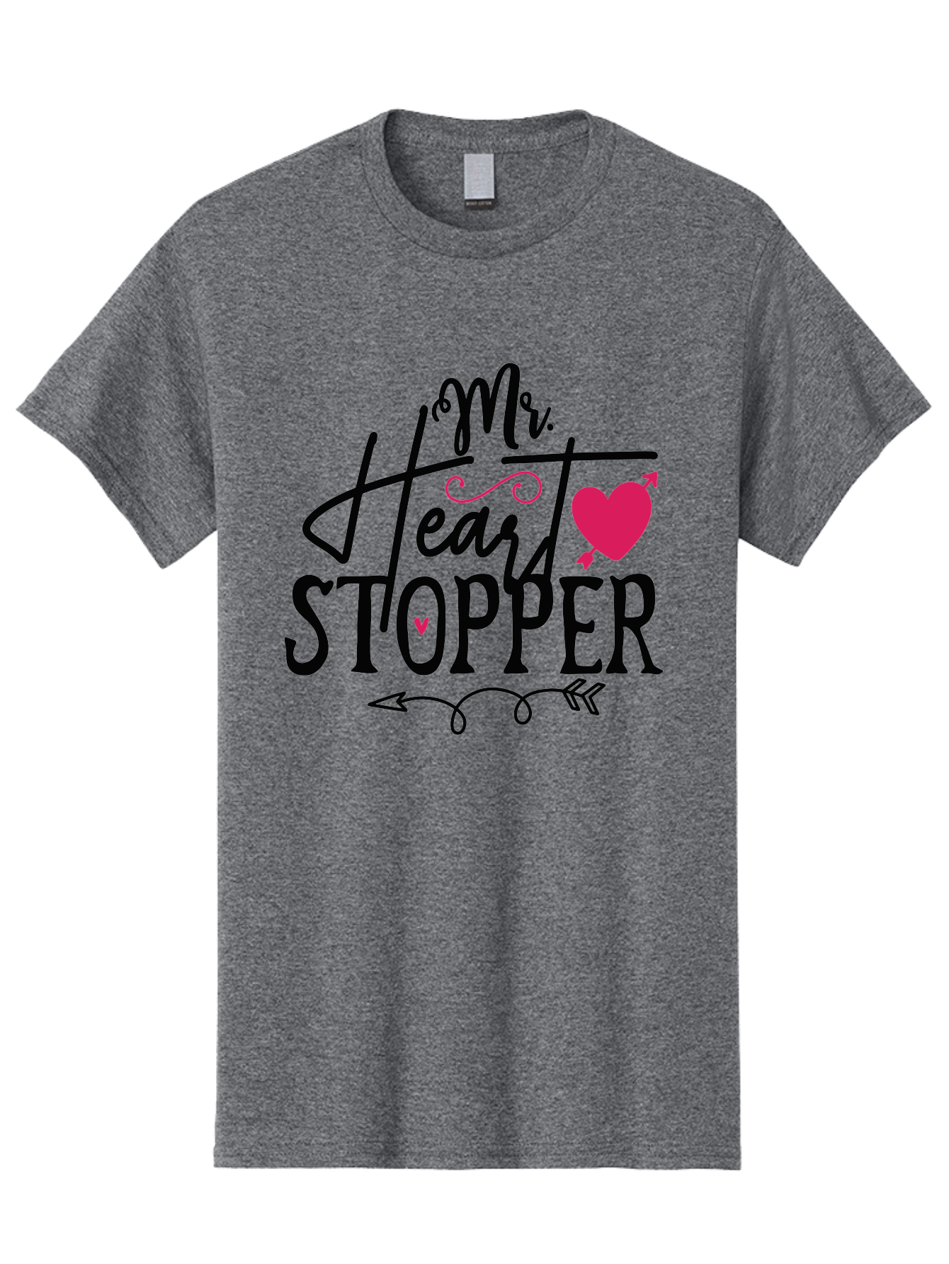 Mr. Heart Stopper Men'S Graphic Tee, 100% Cotton, Comfortable Casual Summer Wear, Machine Washable, Heartstopper, Love Quote, Heartwarming Phrase, Cute Design, Mr. Heartstopper, Arrow Symbol, Pink Heart, Romantic Gesture Aae514 29
