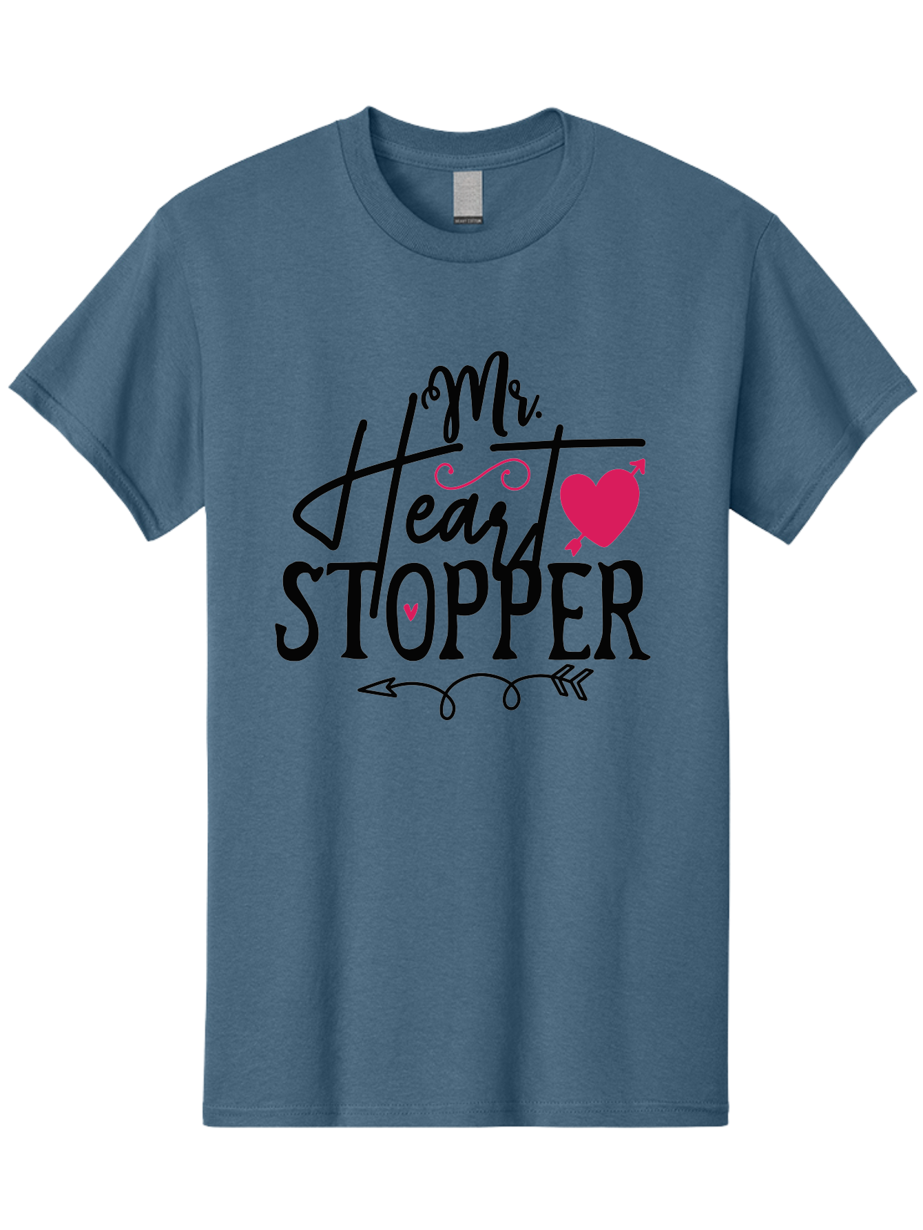Mr. Heart Stopper Men'S Graphic Tee, 100% Cotton, Comfortable Casual Summer Wear, Machine Washable, Heartstopper, Love Quote, Heartwarming Phrase, Cute Design, Mr. Heartstopper, Arrow Symbol, Pink Heart, Romantic Gesture Aae514 3