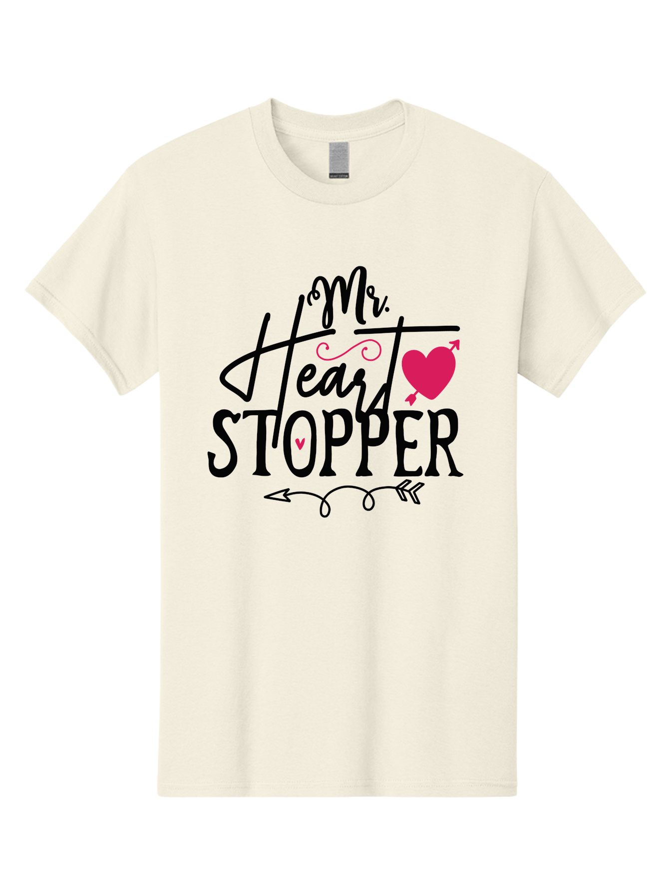 Mr. Heart Stopper Men'S Graphic Tee, 100% Cotton, Comfortable Casual Summer Wear, Machine Washable, Heartstopper, Love Quote, Heartwarming Phrase, Cute Design, Mr. Heartstopper, Arrow Symbol, Pink Heart, Romantic Gesture Aae514 21