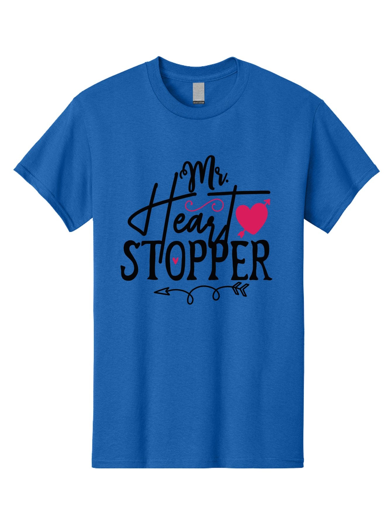 Mr. Heart Stopper Men'S Graphic Tee, 100% Cotton, Comfortable Casual Summer Wear, Machine Washable, Heartstopper, Love Quote, Heartwarming Phrase, Cute Design, Mr. Heartstopper, Arrow Symbol, Pink Heart, Romantic Gesture Aae514 13