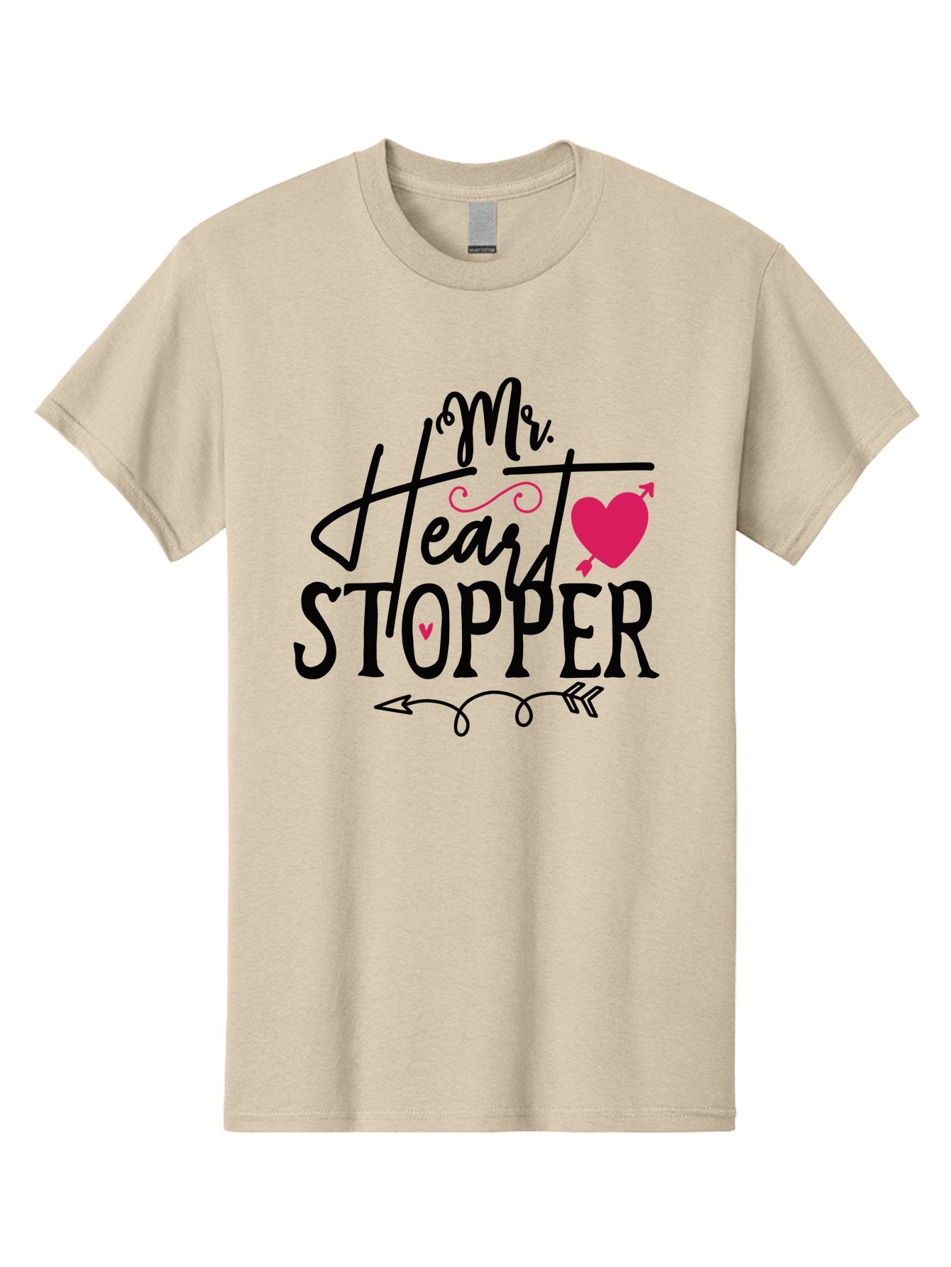 Mr. Heart Stopper Men'S Graphic Tee, 100% Cotton, Comfortable Casual Summer Wear, Machine Washable, Heartstopper, Love Quote, Heartwarming Phrase, Cute Design, Mr. Heartstopper, Arrow Symbol, Pink Heart, Romantic Gesture Aae514 6