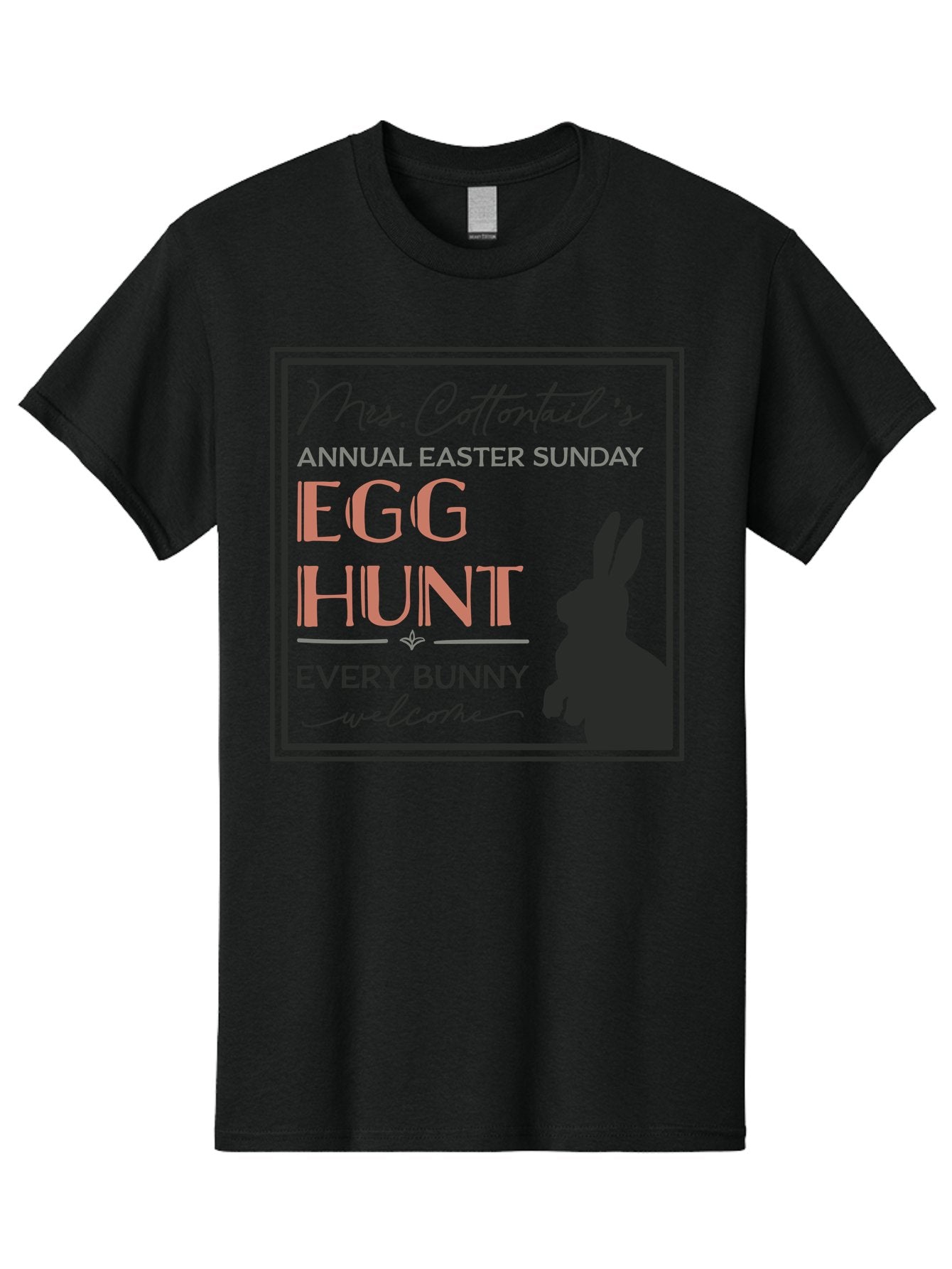 Mrs Cottontails Easter Egg Hunt Men'S Graphic Tee, 100% Cotton, Comfortable Casual Summer Wear, Machine Washable, Easter Egg Hunt, Easter Sunday, Mrs. Cottontail, Bunny Silhouette, Easter Event Invitation, Easter Celebration, Aae515 8