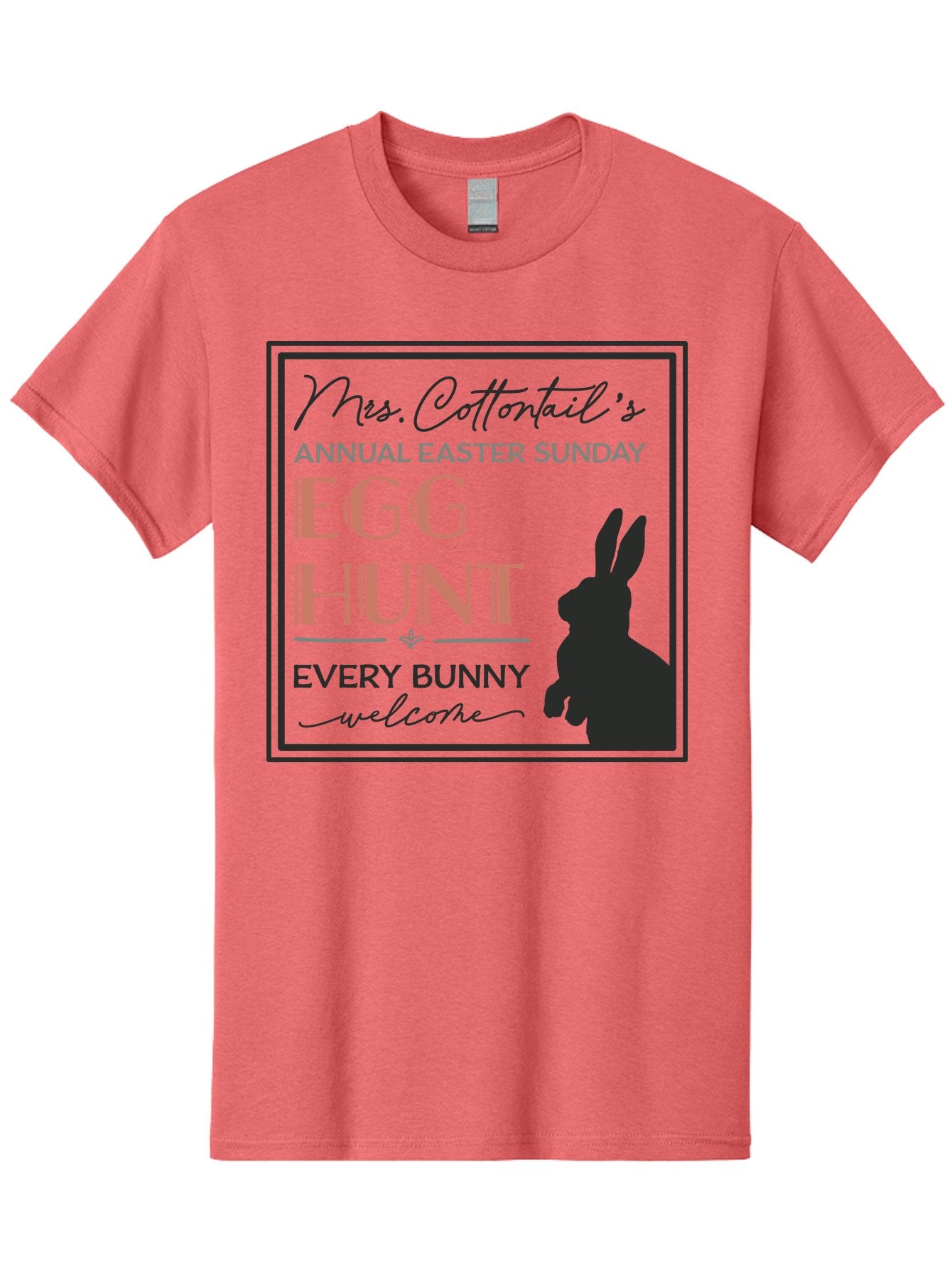 Mrs Cottontails Easter Egg Hunt Men'S Graphic Tee, 100% Cotton, Comfortable Casual Summer Wear, Machine Washable, Easter Egg Hunt, Easter Sunday, Mrs. Cottontail, Bunny Silhouette, Easter Event Invitation, Easter Celebration, Aae515