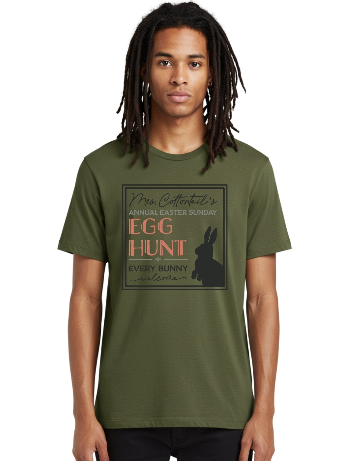 Mrs Cottontails Easter Egg Hunt Men'S Graphic Tee, 100% Cotton, Comfortable Casual Summer Wear, Machine Washable, Easter Egg Hunt, Easter Sunday, Mrs. Cottontail, Bunny Silhouette, Easter Event Invitation, Easter Celebration, Aae515 23