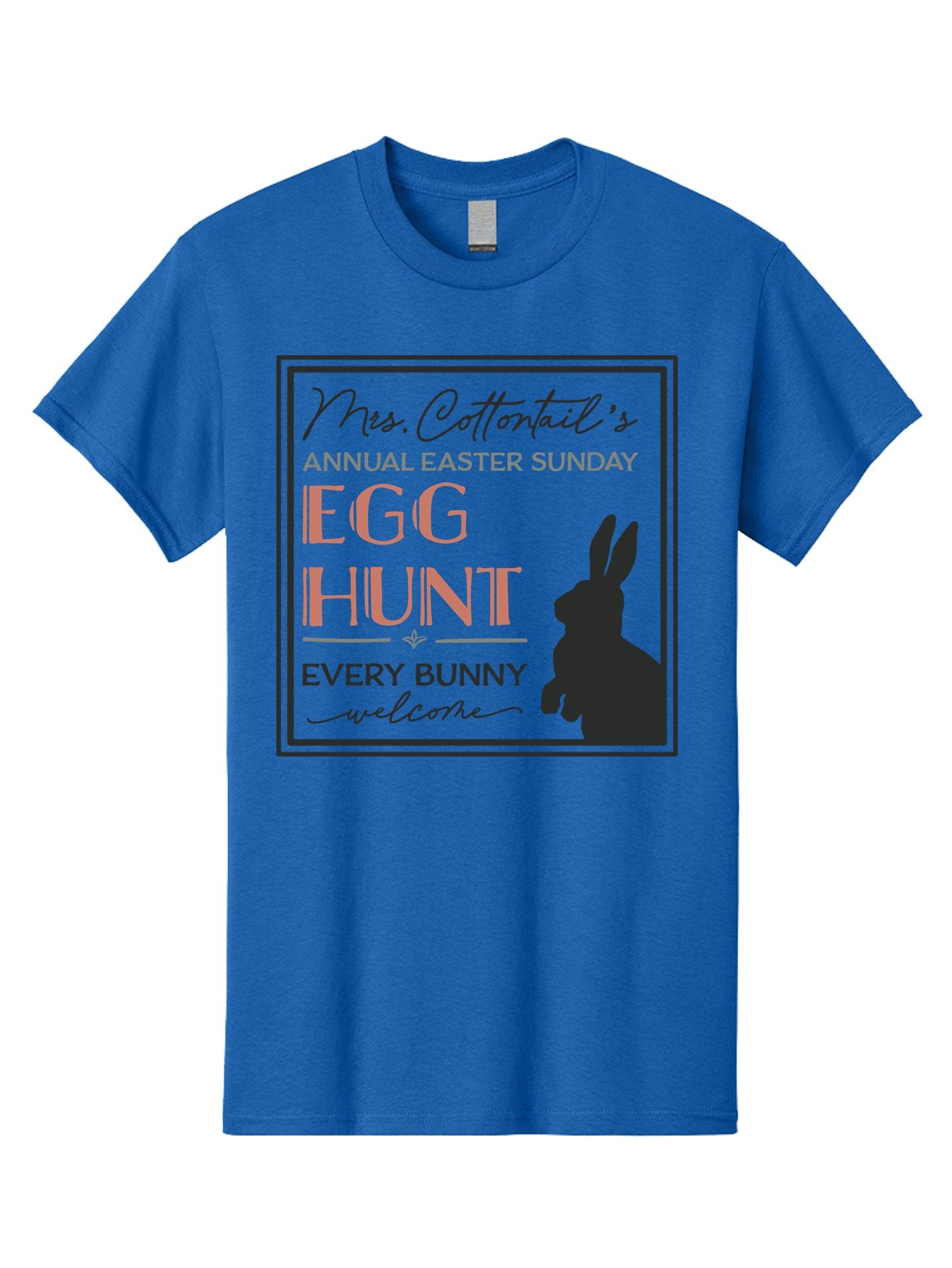 Mrs Cottontails Easter Egg Hunt Men'S Graphic Tee, 100% Cotton, Comfortable Casual Summer Wear, Machine Washable, Easter Egg Hunt, Easter Sunday, Mrs. Cottontail, Bunny Silhouette, Easter Event Invitation, Easter Celebration, Aae515 3