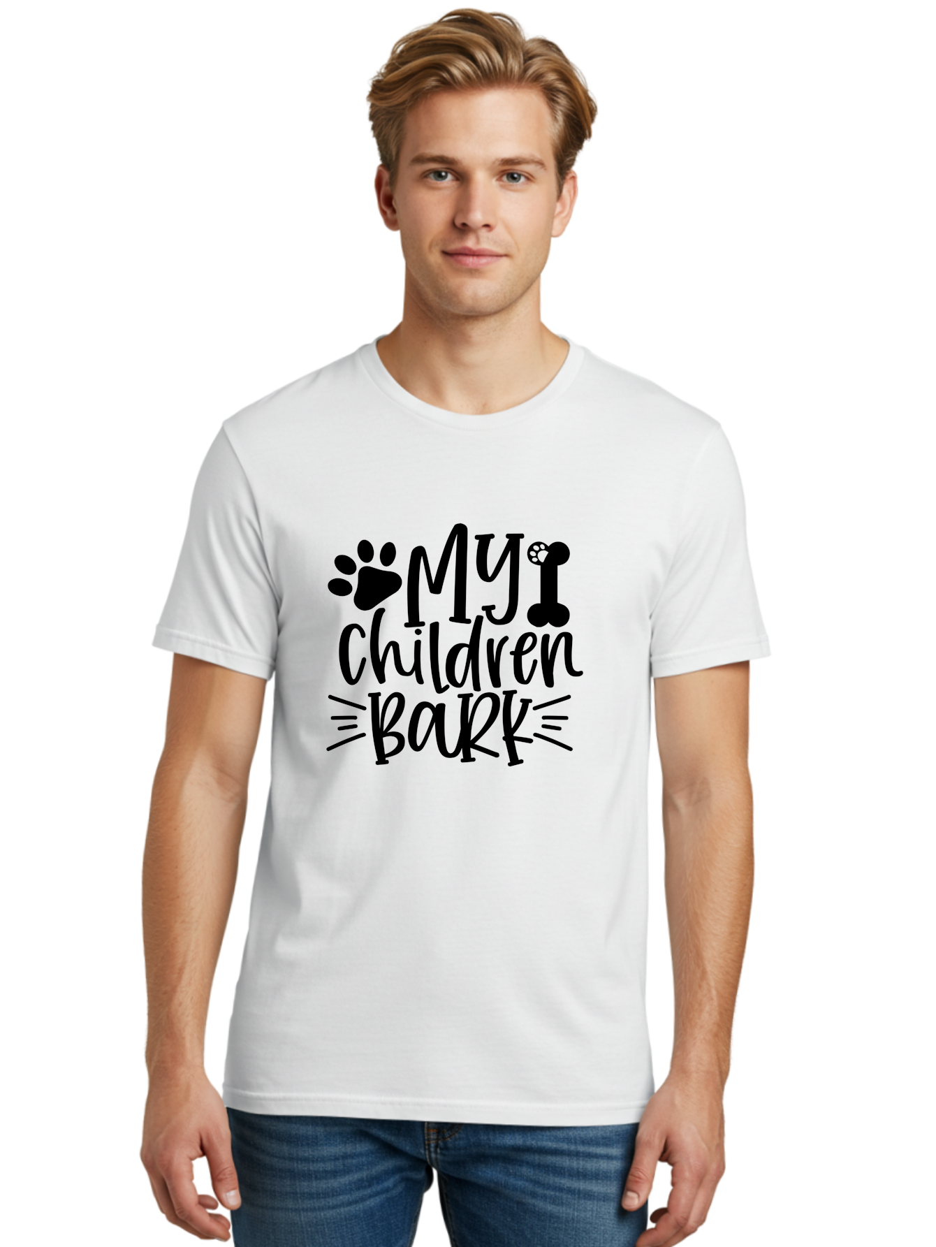 My Children Bark Men'S Graphic Tee, 100% Cotton, Comfortable Casual Summer Wear, Machine Washable, Funny Dog Quote, Dog Owner Gift, Dog Lover Quote, Pet Parenting, Humorous Dog Saying, Dog Mom Quote, Funny Pet Phrase, Dog Dad Gift Aae517