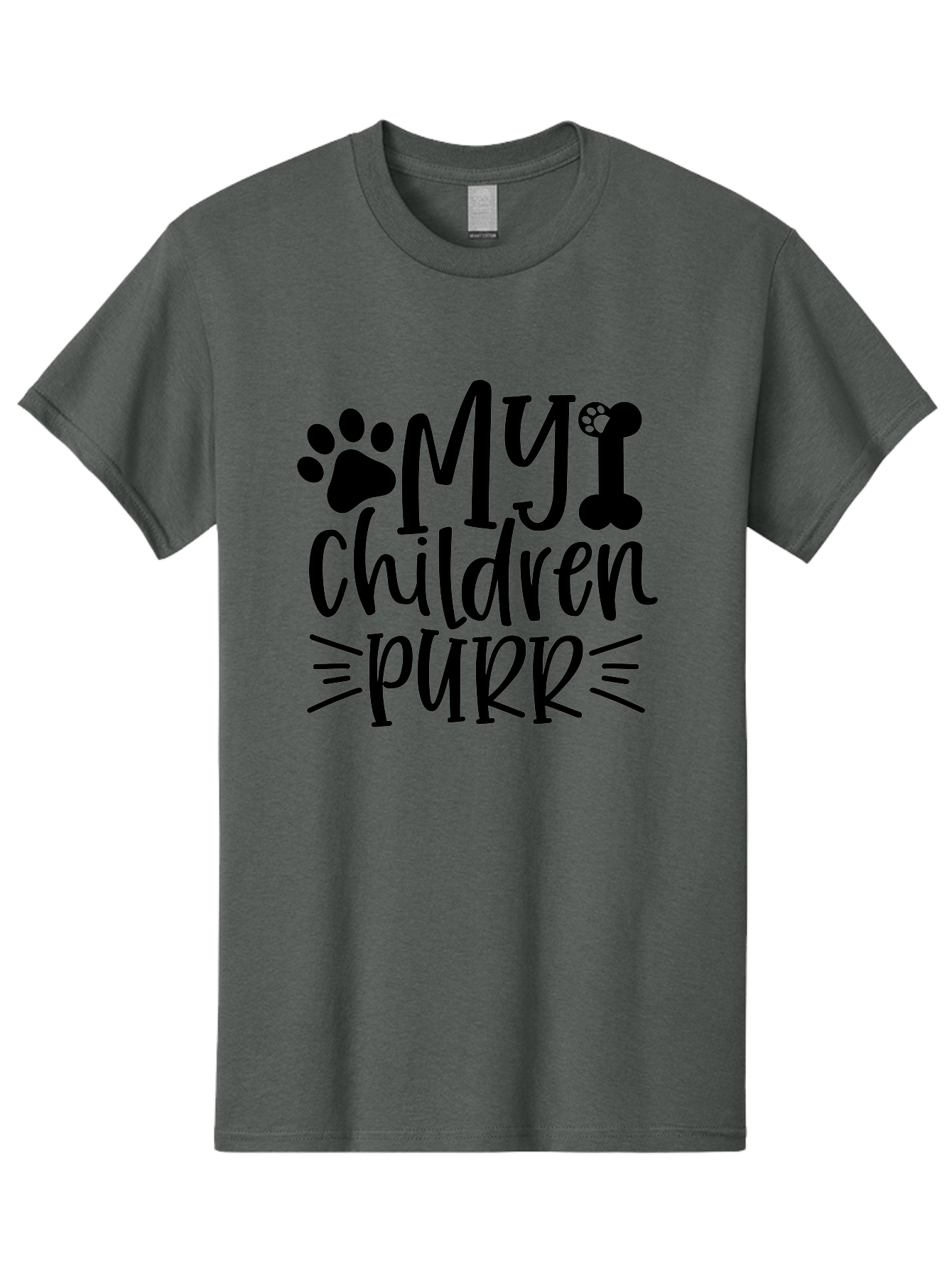 My Children Purr Men'S Graphic Tee, 100% Cotton, Comfortable Casual Summer Wear, Machine Washable, Funny Cat Quote, Cat Mom Humor, Cat Lover Gift, Paw Print Design, Dog Bone Graphic, Pet Parenting, Whimsical Typography Aae518 5