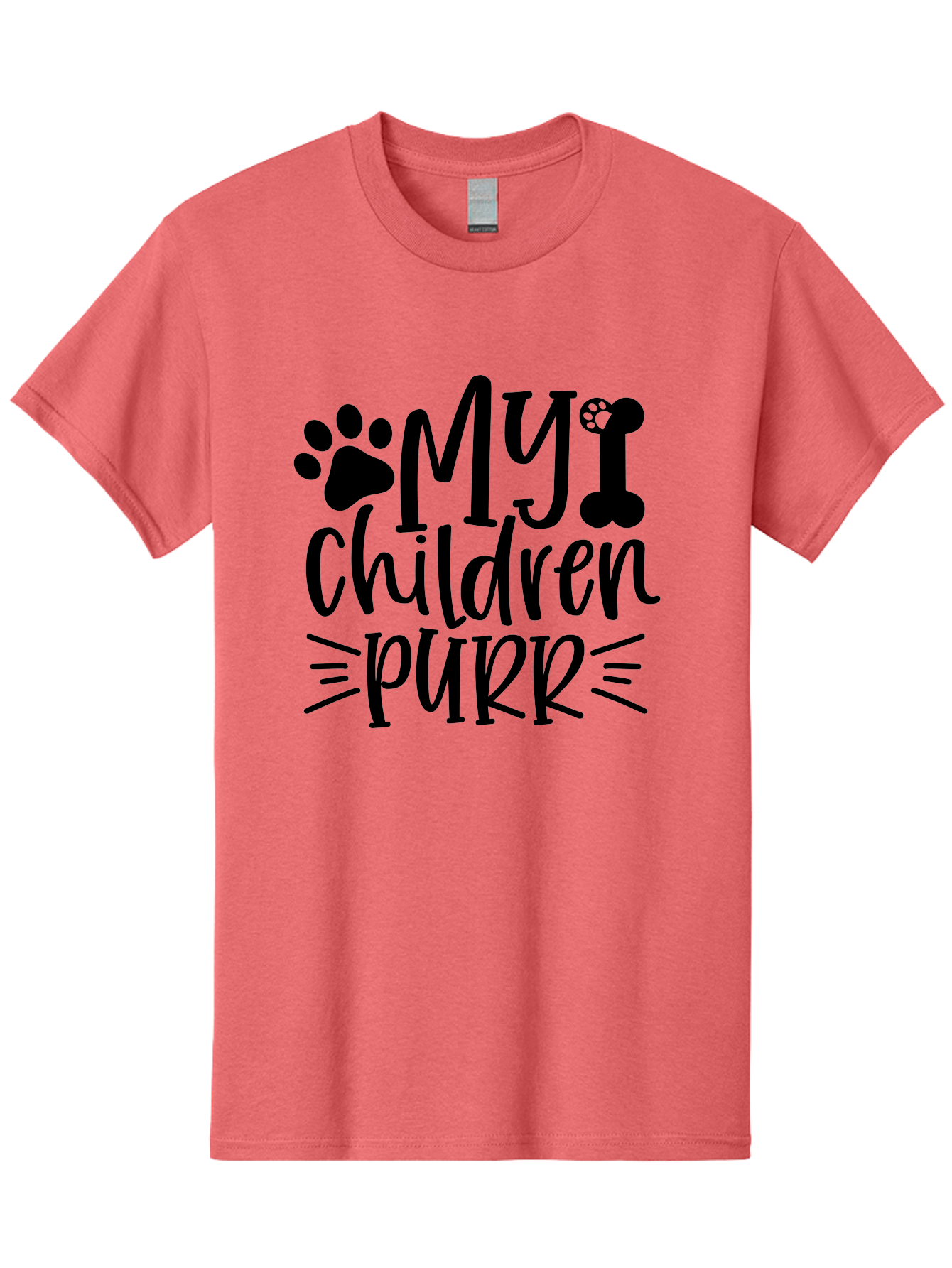 My Children Purr Men'S Graphic Tee, 100% Cotton, Comfortable Casual Summer Wear, Machine Washable, Funny Cat Quote, Cat Mom Humor, Cat Lover Gift, Paw Print Design, Dog Bone Graphic, Pet Parenting, Whimsical Typography Aae518 17