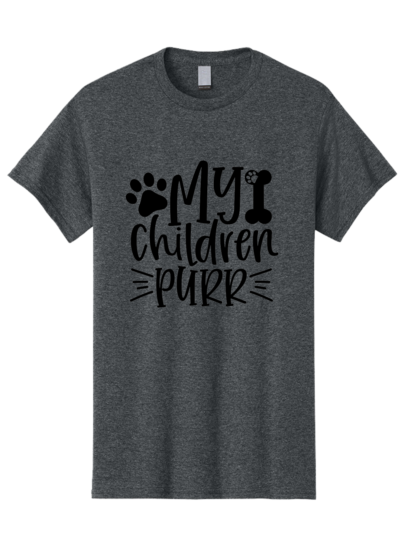 My Children Purr Men'S Graphic Tee, 100% Cotton, Comfortable Casual Summer Wear, Machine Washable, Funny Cat Quote, Cat Mom Humor, Cat Lover Gift, Paw Print Design, Dog Bone Graphic, Pet Parenting, Whimsical Typography Aae518 9