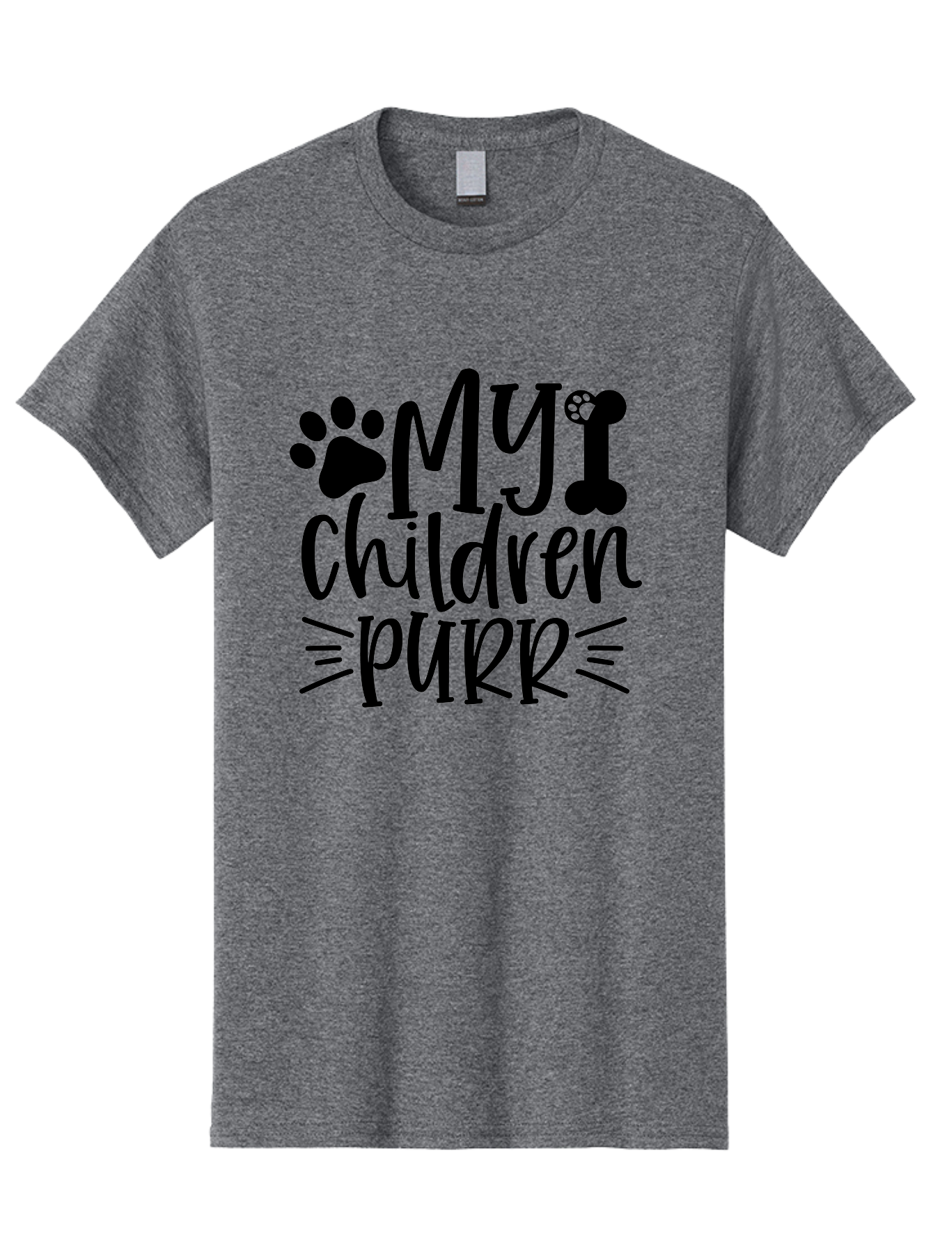 My Children Purr Men'S Graphic Tee, 100% Cotton, Comfortable Casual Summer Wear, Machine Washable, Funny Cat Quote, Cat Mom Humor, Cat Lover Gift, Paw Print Design, Dog Bone Graphic, Pet Parenting, Whimsical Typography Aae518 15