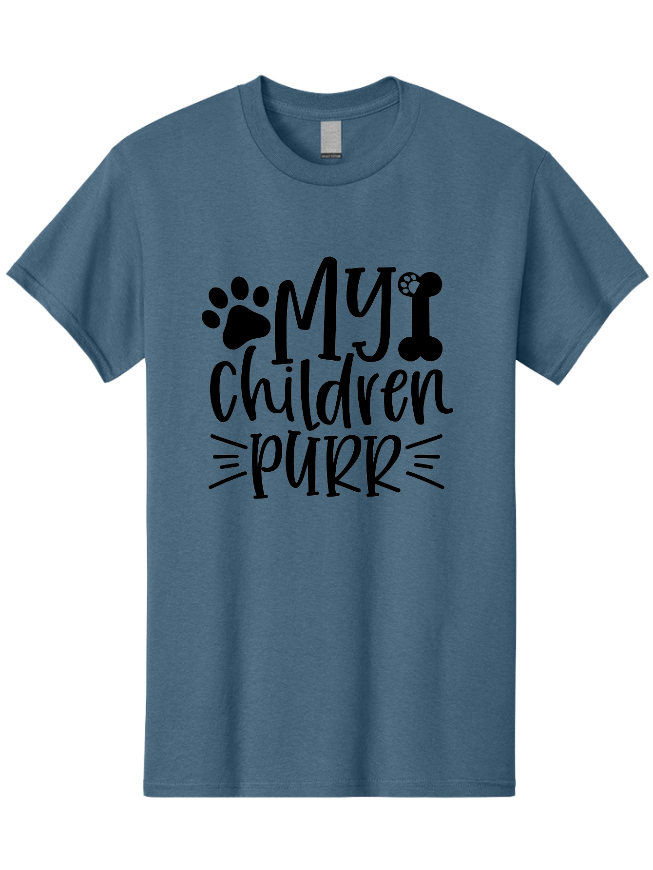 My Children Purr Men'S Graphic Tee, 100% Cotton, Comfortable Casual Summer Wear, Machine Washable, Funny Cat Quote, Cat Mom Humor, Cat Lover Gift, Paw Print Design, Dog Bone Graphic, Pet Parenting, Whimsical Typography Aae518 11