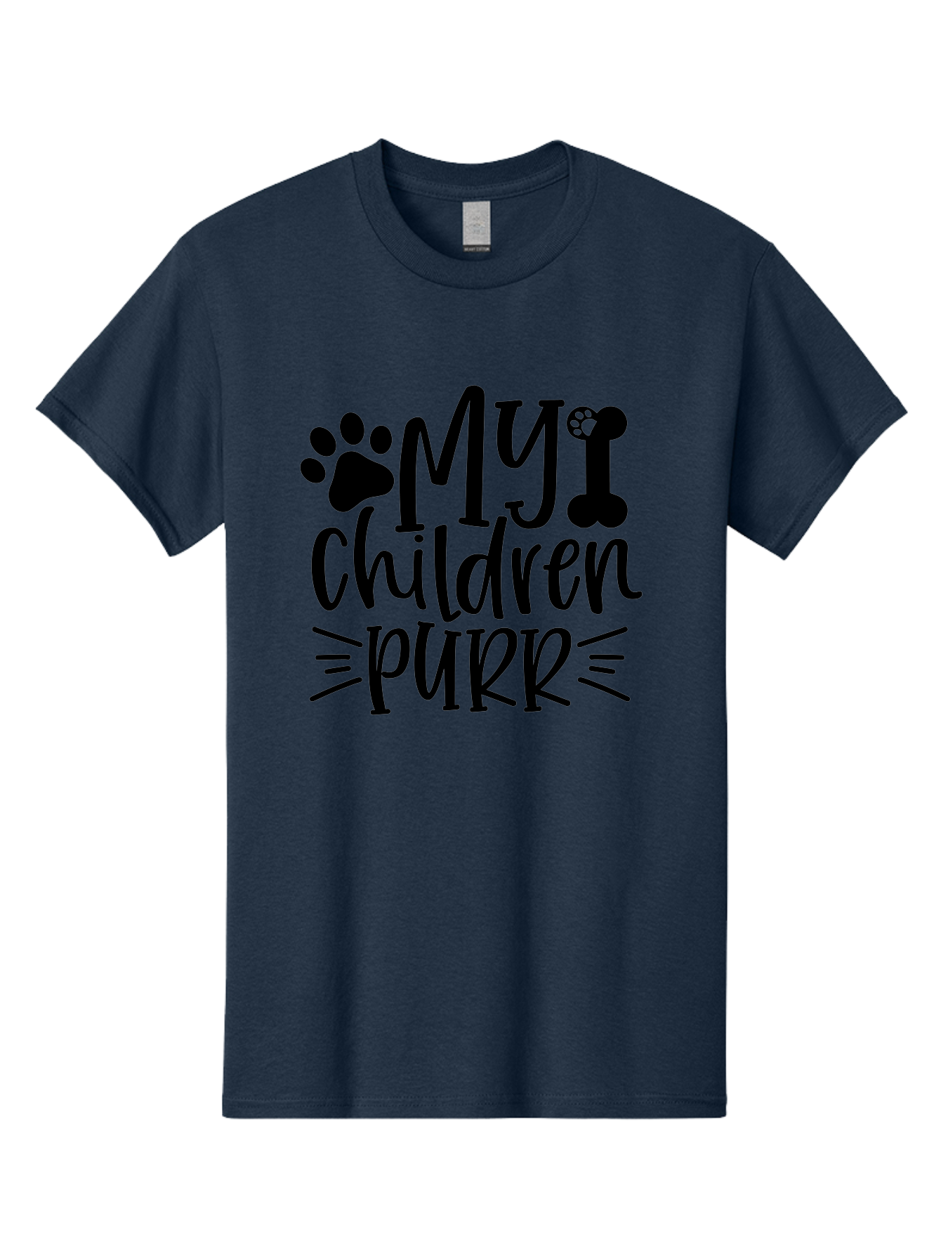 My Children Purr Men'S Graphic Tee, 100% Cotton, Comfortable Casual Summer Wear, Machine Washable, Funny Cat Quote, Cat Mom Humor, Cat Lover Gift, Paw Print Design, Dog Bone Graphic, Pet Parenting, Whimsical Typography Aae518