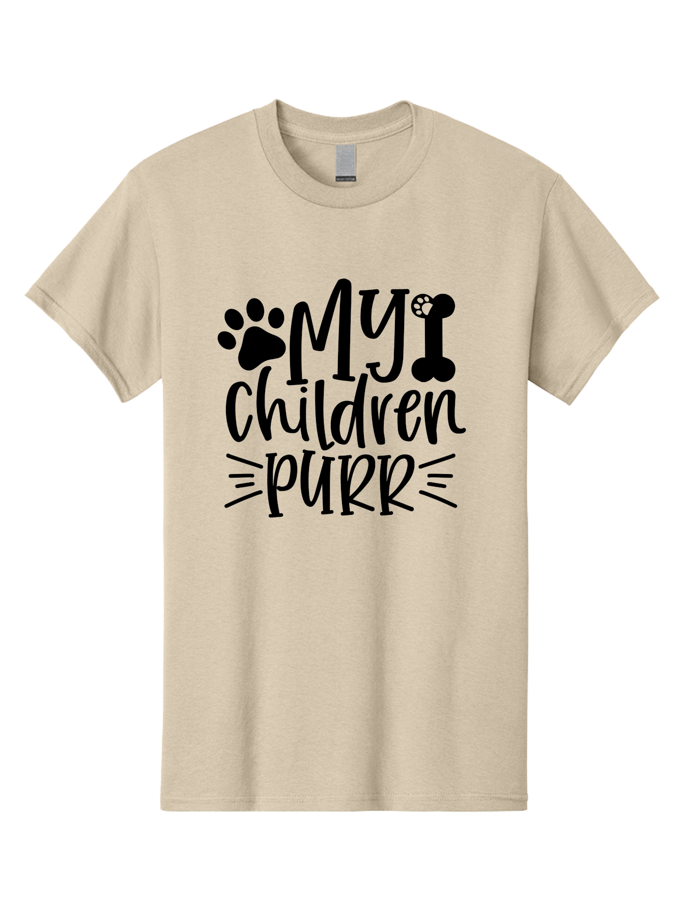 My Children Purr Men'S Graphic Tee, 100% Cotton, Comfortable Casual Summer Wear, Machine Washable, Funny Cat Quote, Cat Mom Humor, Cat Lover Gift, Paw Print Design, Dog Bone Graphic, Pet Parenting, Whimsical Typography Aae518 19