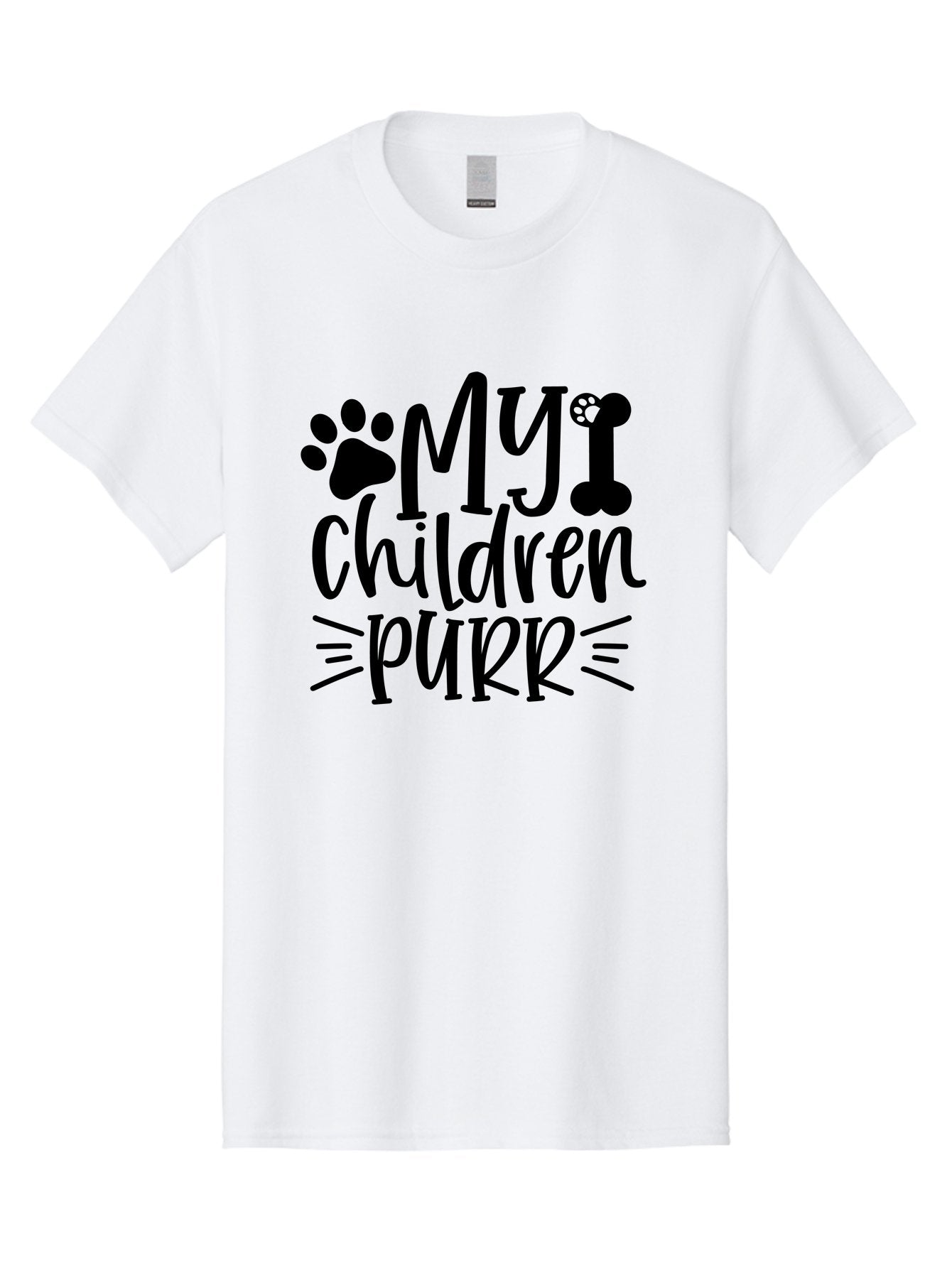 My Children Purr Men'S Graphic Tee, 100% Cotton, Comfortable Casual Summer Wear, Machine Washable, Funny Cat Quote, Cat Mom Humor, Cat Lover Gift, Paw Print Design, Dog Bone Graphic, Pet Parenting, Whimsical Typography Aae518 3