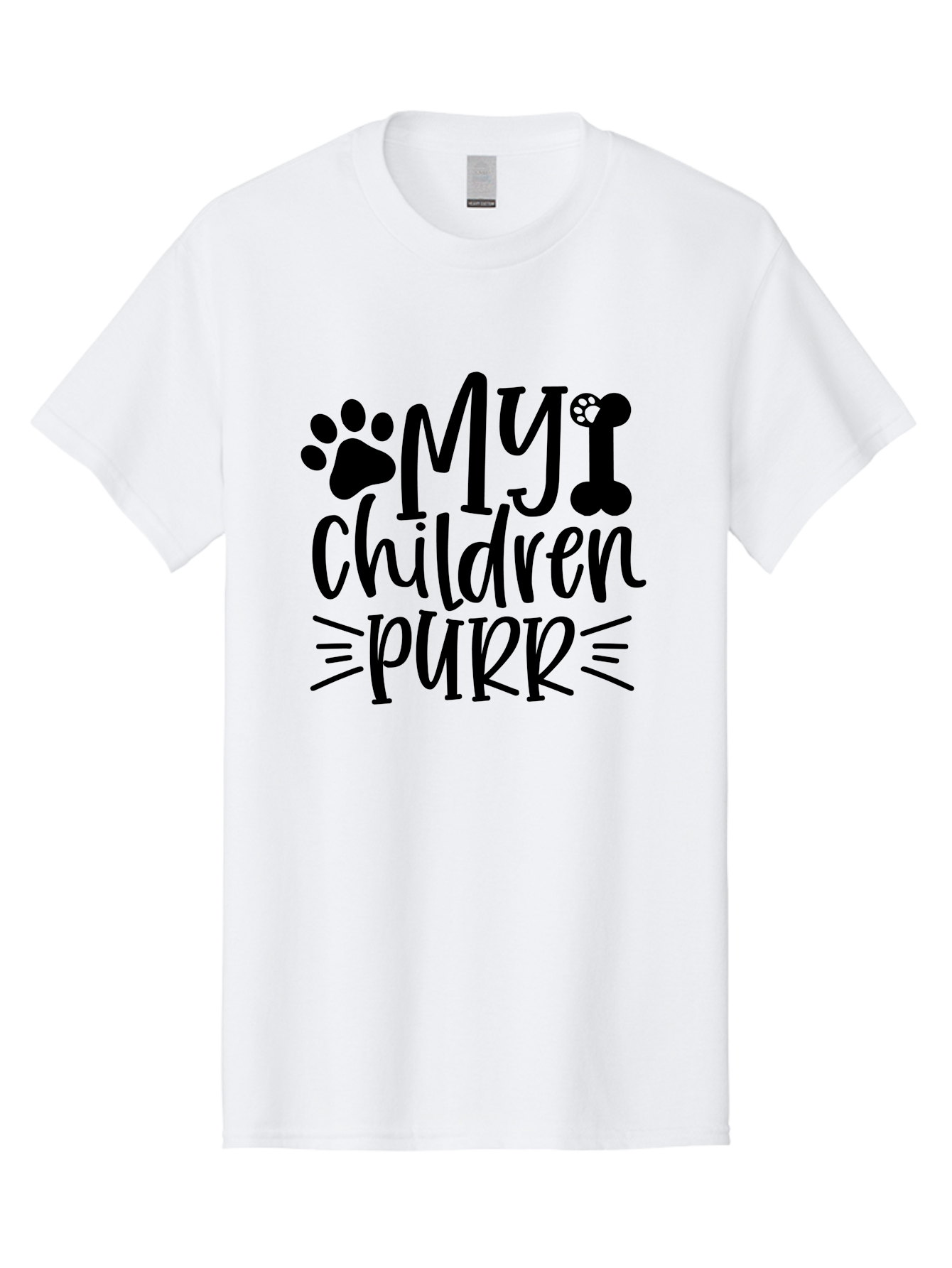 My Children Purr Men'S Graphic Tee, 100% Cotton, Comfortable Casual Summer Wear, Machine Washable, Funny Cat Quote, Cat Mom Humor, Cat Lover Gift, Paw Print Design, Dog Bone Graphic, Pet Parenting, Whimsical Typography Aae518 29