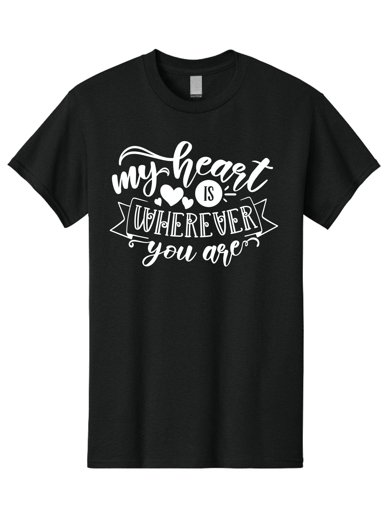 My Heart Is Wherever You Are White Men'S Graphic Tee, 100% Cotton, Comfortable Casual Summer Wear, Machine Washable, Love Quotes, Heartwarming Phrases, Sweet Sentiments, Romantic Sayings, Cute Typography, Inspirational Words, Love Messages, Aae519 3